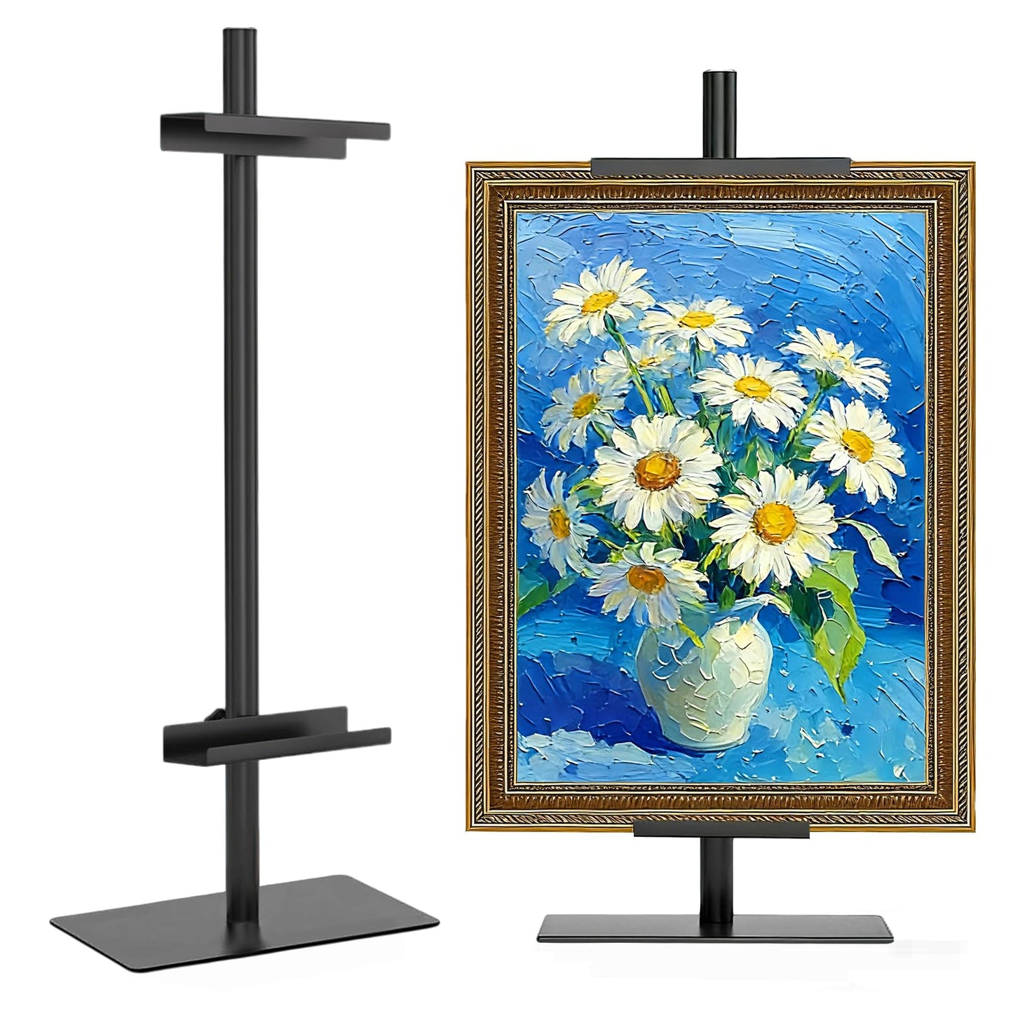 Risirica Adjustable Tabletop Picture Frame Stand,Heavy Metal Base Adjustable Size Table Easels for Display,Picture Frame Holder Art Display Stand,Art Poster Rack,for Home Office Galleries