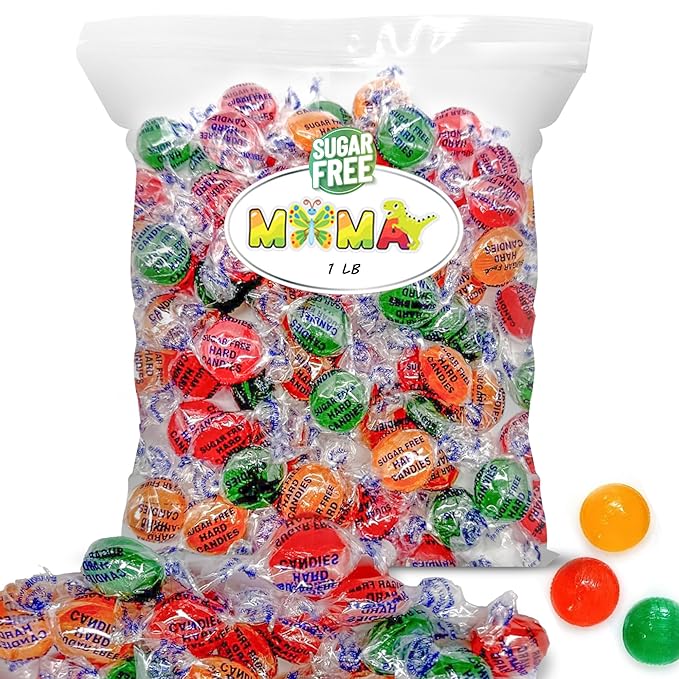 Sugar Free Assorted Fruit Flavors Hard Candy Variety Pack - 1lb Bag of Mima's Summer Mega Sale Hard Treats Individually Wrapped - Delicious Fruit Flavors Bulk Candy