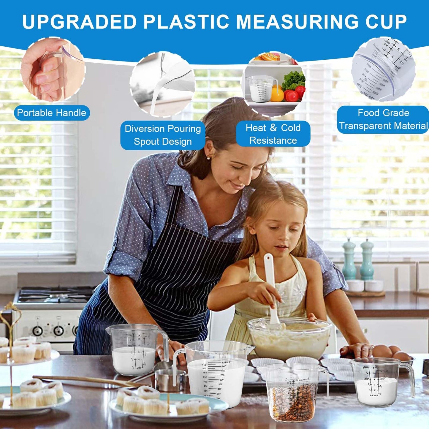 Measuring Cups and Spoons Set 26 Piece, 11 Stainless Steel Nesting Measuring Spoons and Cups with 8 Plastic Measuring Cup, 3 Funnel, 3 Brush, 1 Ruler, Measuring Cup Set for Kitchen Baking Liquid Dry