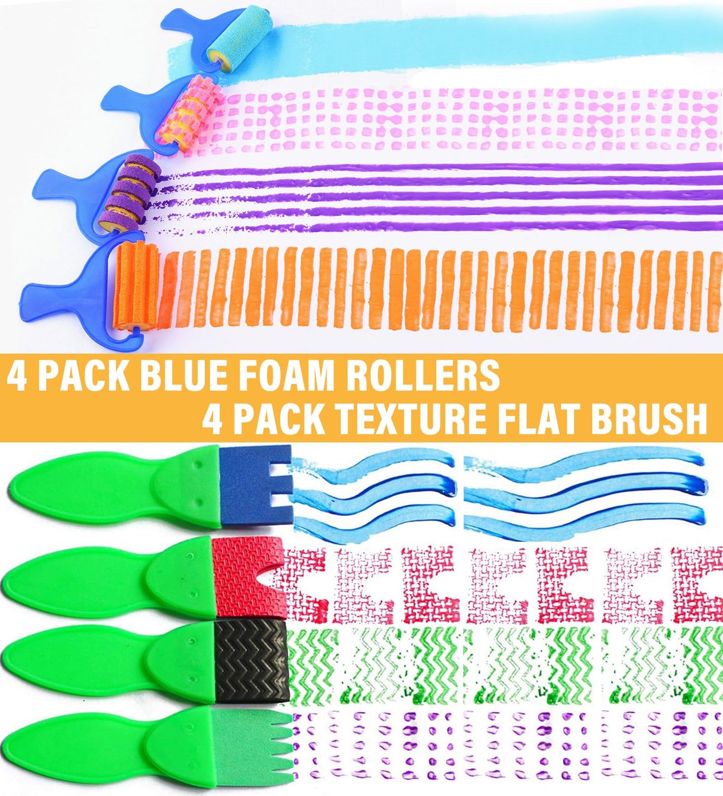 53-Pack Sponge Paint Brushes, Washable Painting Brushes, Toddler Painting Set, Early Learning Foam Roller Sponge Art Crafts Kit with Storage Bag, Creative Gift