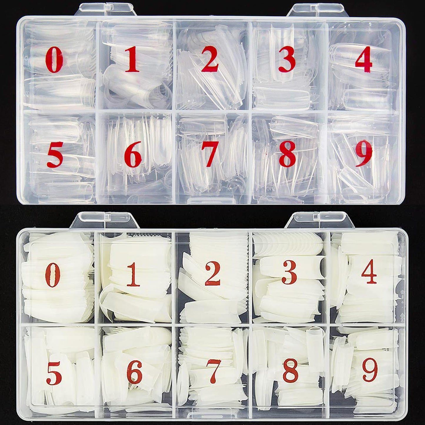 Acrylic Nail Tips 500Pcs Natural & 500Pcs Clear French Artificial False Tip for Manicure Nails Art Salons & Home DIY