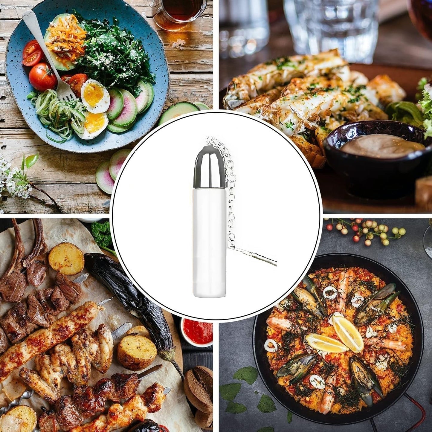 AKIRAMERUNA- 4 pack Portable Glass Decorative Bottle Kitchen Spice Dispenser Portable Leak-Proof Storage Bottle for Outdoor Camping Travel