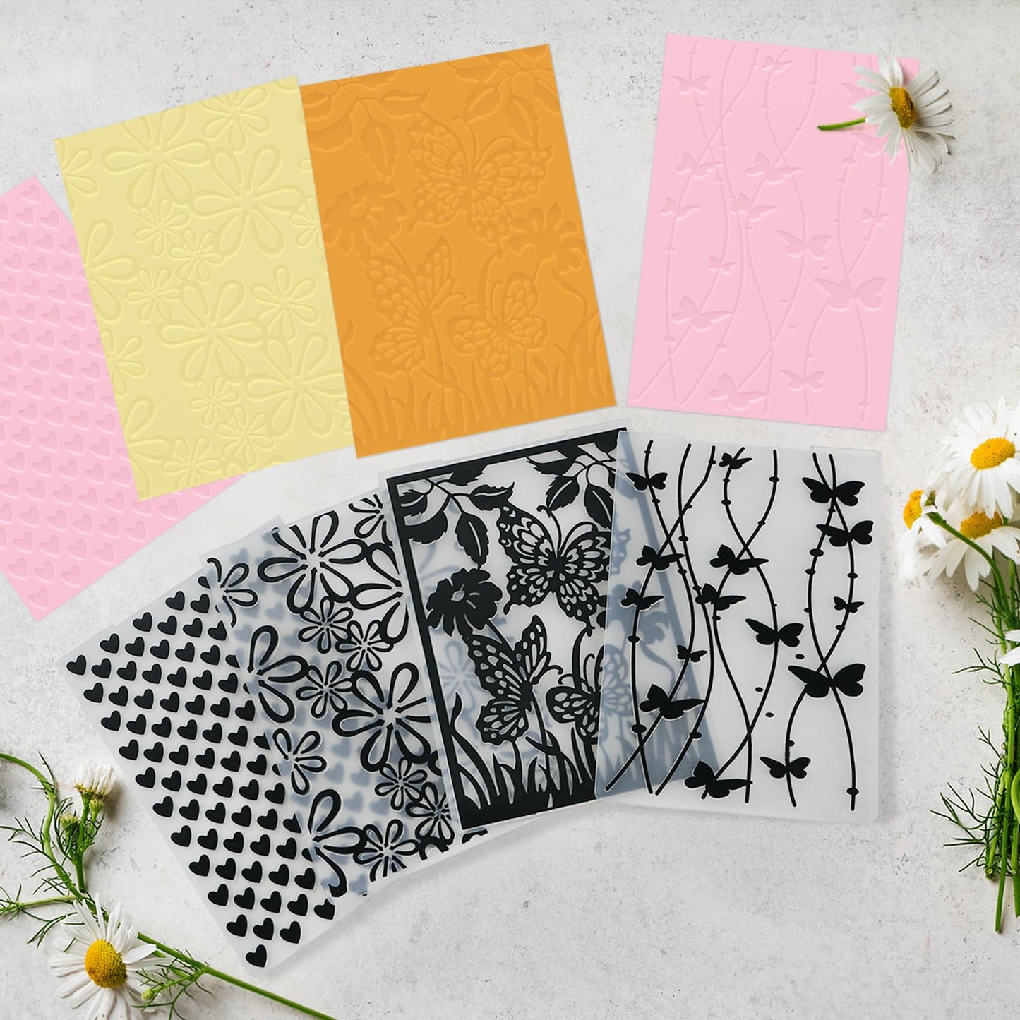 Hedume 16 Pieces Embossing Folders, 5.9" x 4.1" Embossing Machine Template Paper Card Folder, Classic Style Plastic Template Cards for Card Making, DIY Flower Scrapbook, Photo Album, Craft Decoration
