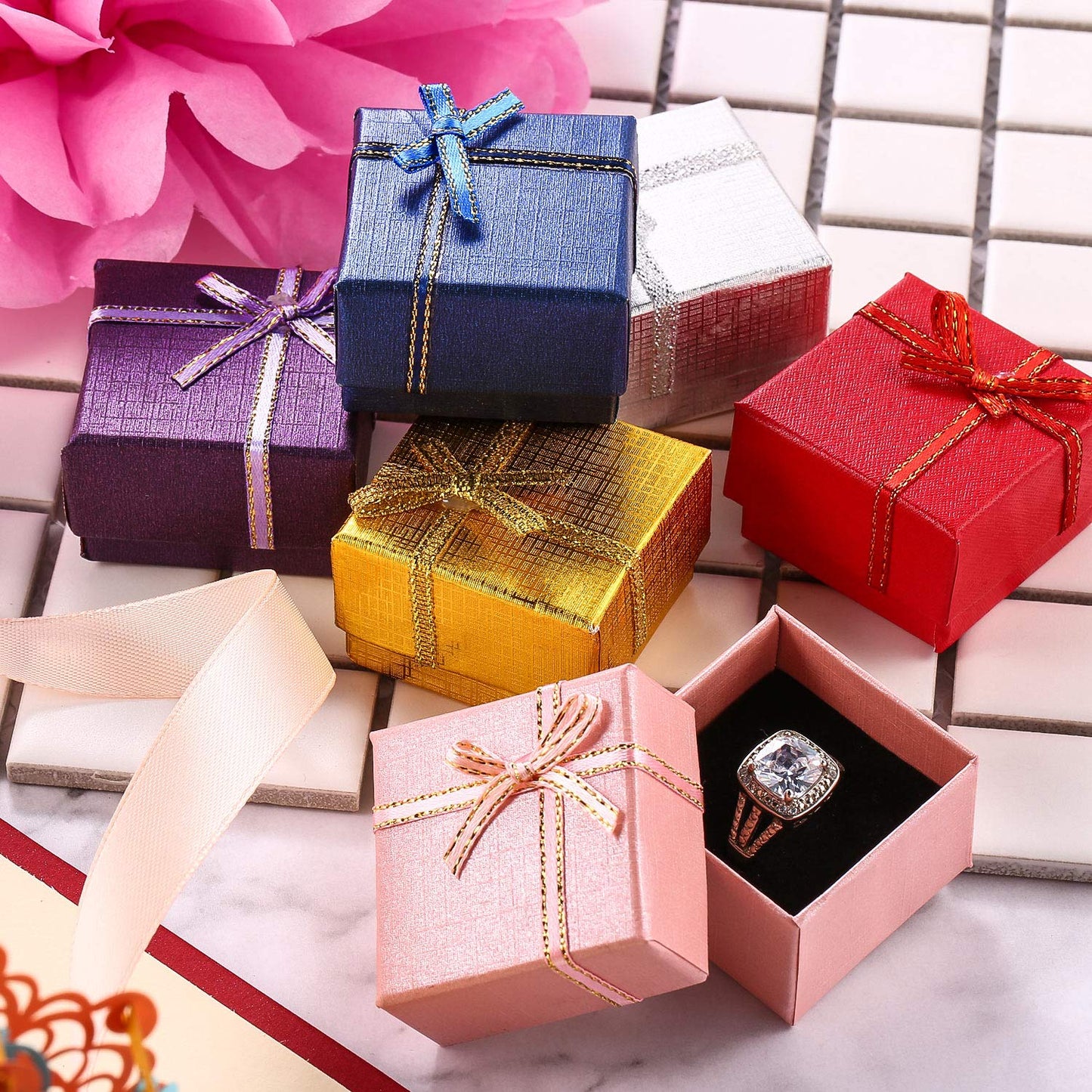Pangda 12 Pieces Cardboard Earring Gift Box Jewellery Ring Box Necklace Bracelet Earring Jewelry Package Case for Valentine Birthday Gift(Classical Color,1.57 x 1.57 x 1.06 Inch)