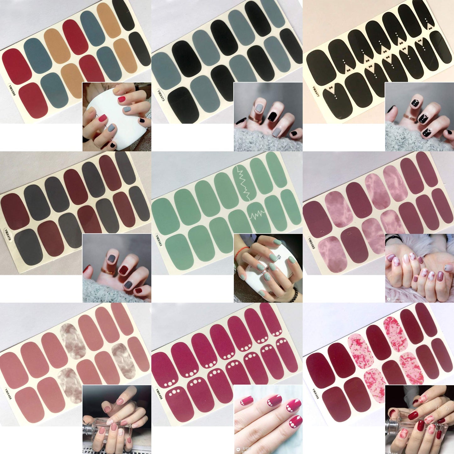 SILPECWEE 30 Sheets Adhesive Nail Polish Strips Stickers 1Pc Nail File Solid Color Ombre Nail Wraps Nail Art Decals Manicure Kit for Women