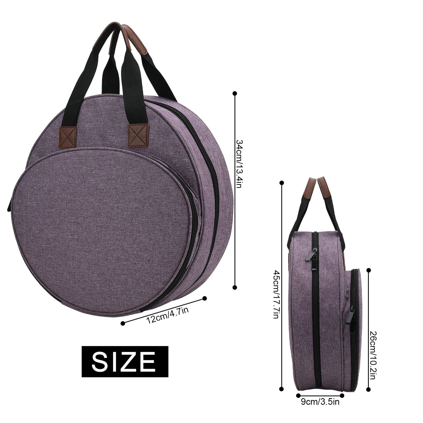 Embroidery Project Bag, Embroidery Kits Storage Bag with Multiple Pockets for Embroidery Needles Embroidery Floss or Other Embroidery Supplies (Purple Circle)