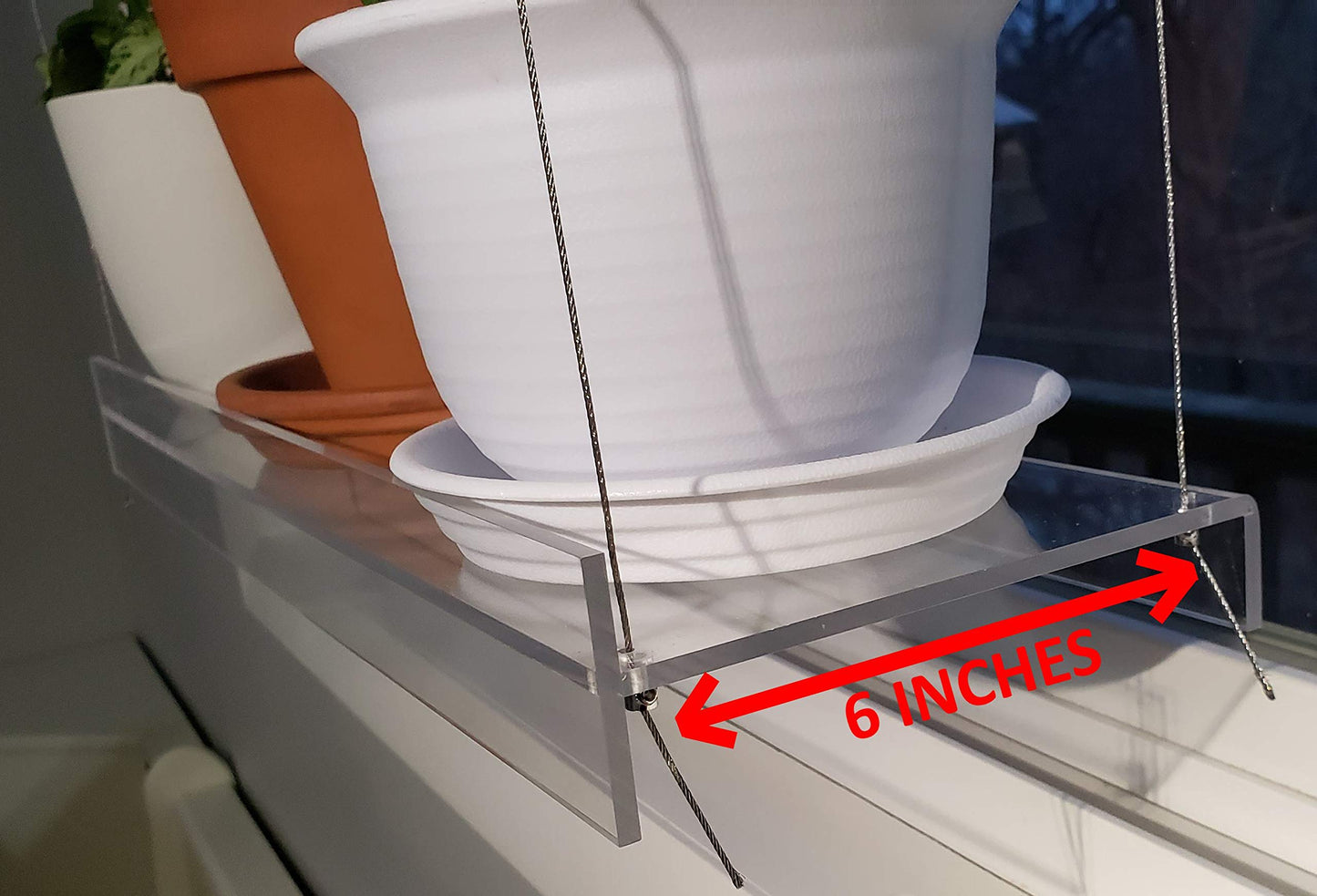 SUPREMETECH Hanging Acrylic Shelves for Windows (28" Wide, 3 Shelves - 46" Tall)