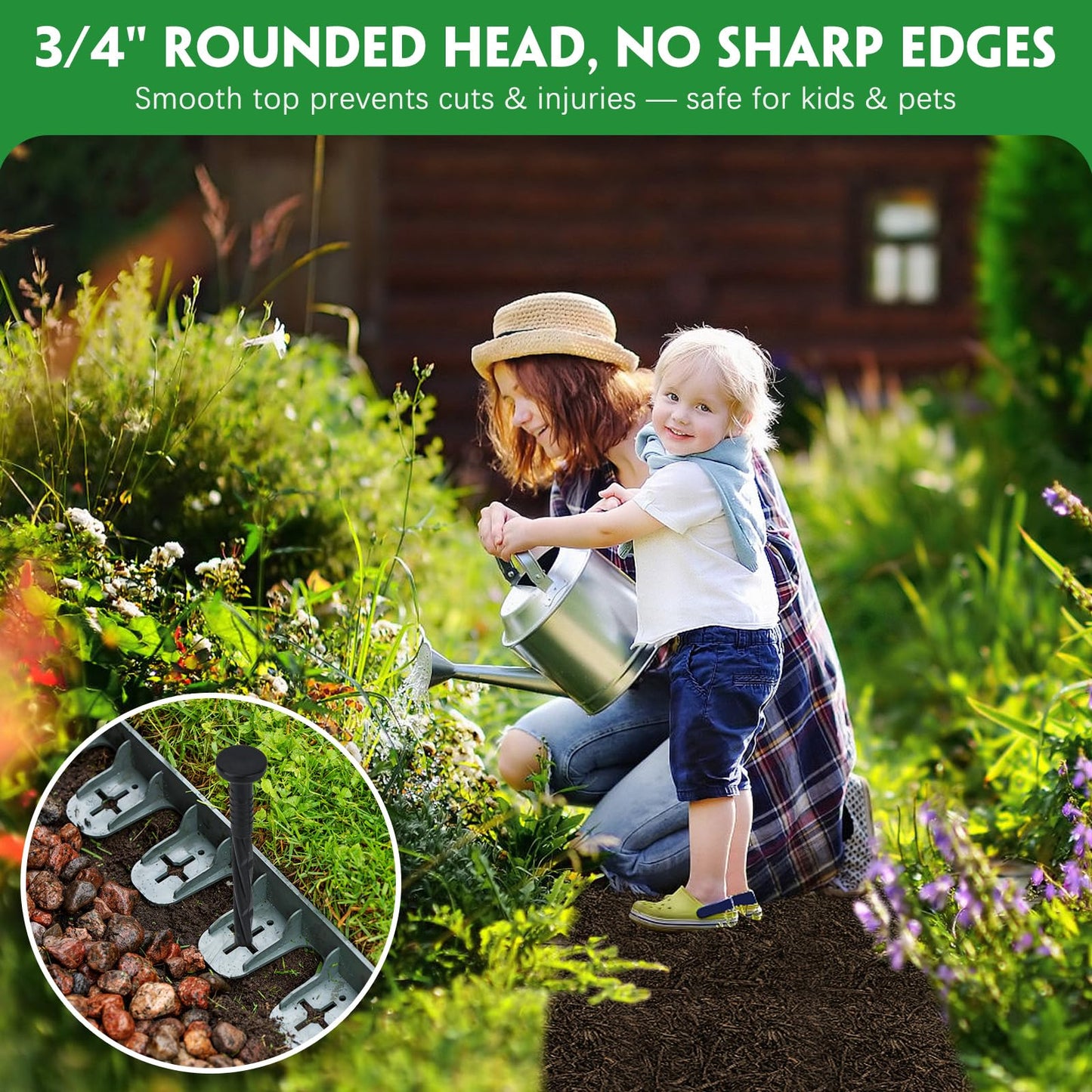 Garaook 100PCS 8-Inch Plastic Landscape Edging Stakes, Spiral Nylon Landscape Spikes, Anchoring Nails for Weed Barrier, Paver Edging, Landscape Edging, Artificial Turf, Grass Pathways, Black