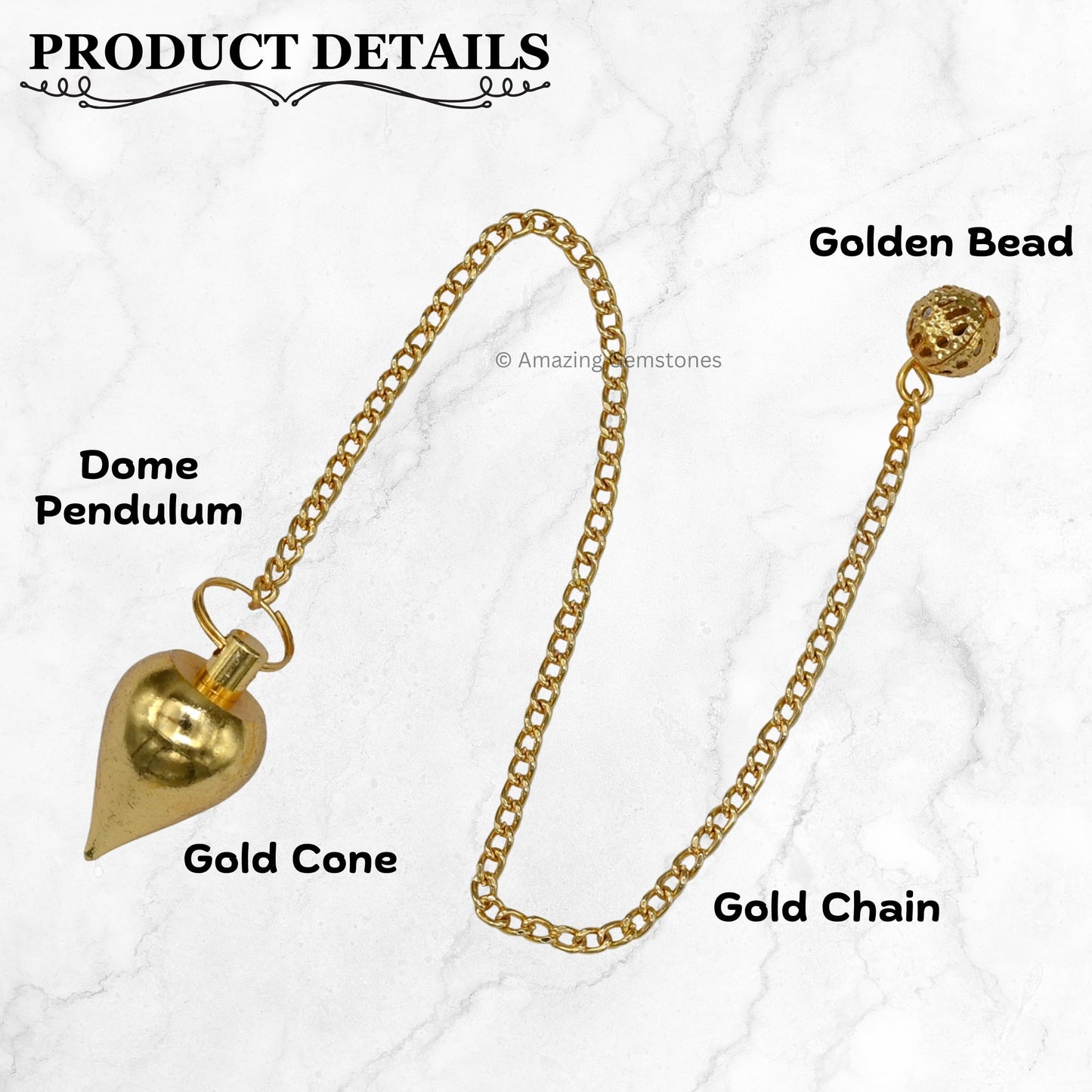 Amazing Gemstone Healing Metal Pendulums for Divination, Gold Dome Cone Steel Copper Pendulum High Energy Pendulo de Bronce Pendulos de Mesa MP107