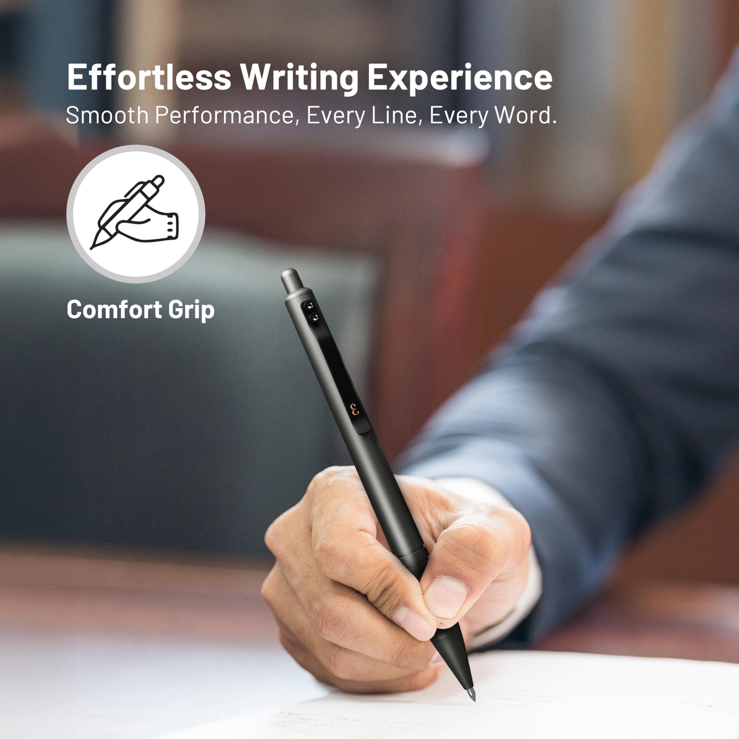 Everyman Gunmetal Grafton Full Click Refillable 0.7mm Gel Ink Pen | Sleek Anodized Aluminum EDC Pen with Deep Grooved Grip | Smooth Writing Pocket Pen for Office, Travel, Gifting & Daily Use