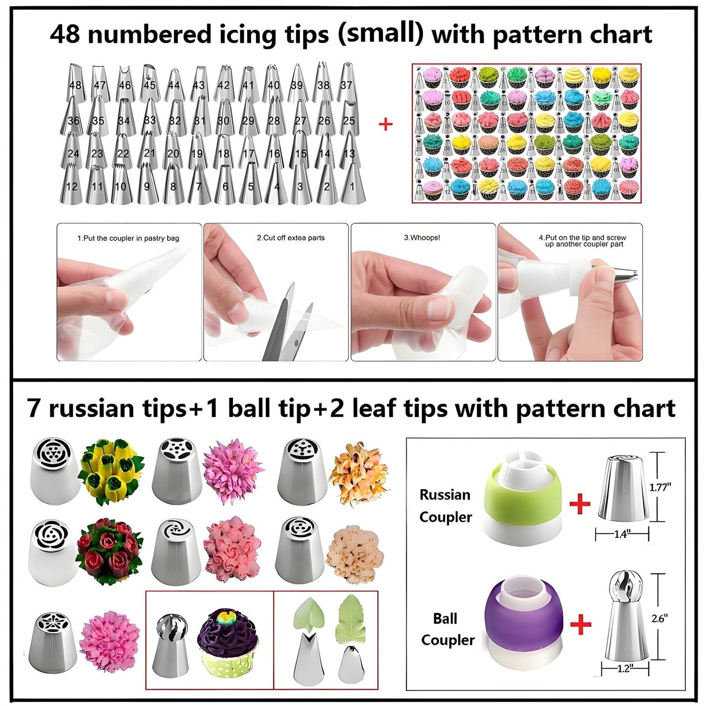 YOQXHY Cake Decorating Kit, 387 Pcs Baking Supplies Tools with 56 Icing Tips, 8 Russian+Ball Tips, 3 Spatulas, 5 Couplers, 8 Carved Pens, 102 Pastry Bags, Storage Box & More, (Pink)