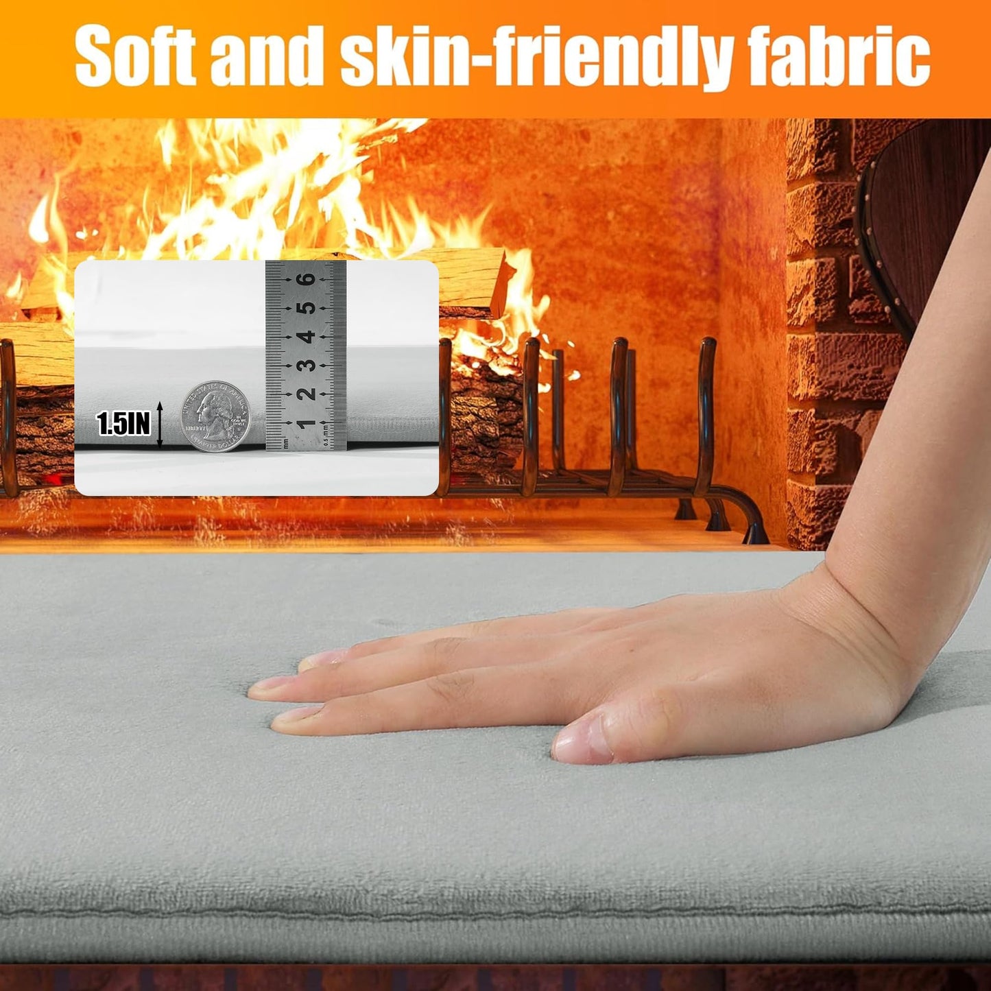 BALAPET Thick Memory Foam Fireplace Baby Proofing, 72x14 in Soft Fireplace Cover Hearth Cushion Baby Proof, Velvet Protectors for Children Proofing, Edge Protector(Gray,14x72in)