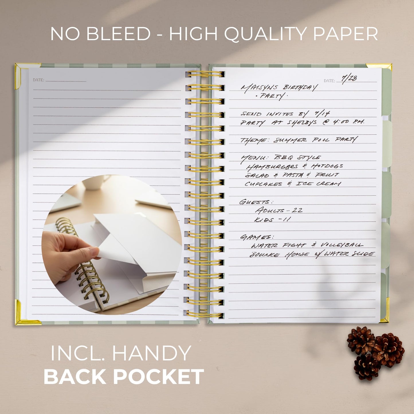 Aesthetic Thick Spiral Notebook With Tabs - Premium Journal For Women Size B5 - College Ruled Note Book With 300 Lined Pages and Dividers - Perfect For Writing And Staying Organized at Work or School