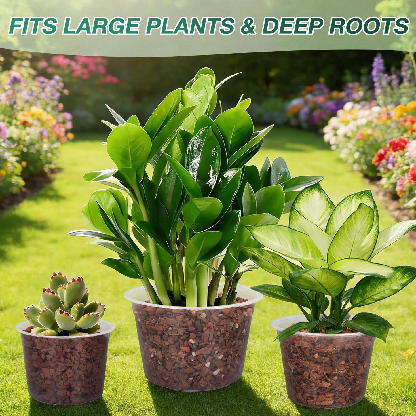GUGEMEI 10 Inch Clear Nursery Pots with Drainage Holes, 4 Pack Flexible Large Plant Pots for Plants, Plastic Clear Nursery Pots for Seedling, Shrubs, Herbs, Flowers, Vegetables