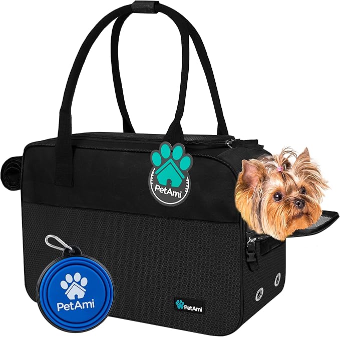 PetAmi Small Dog Purse Carrier with Pockets, Airline Approved, Chevron Teal