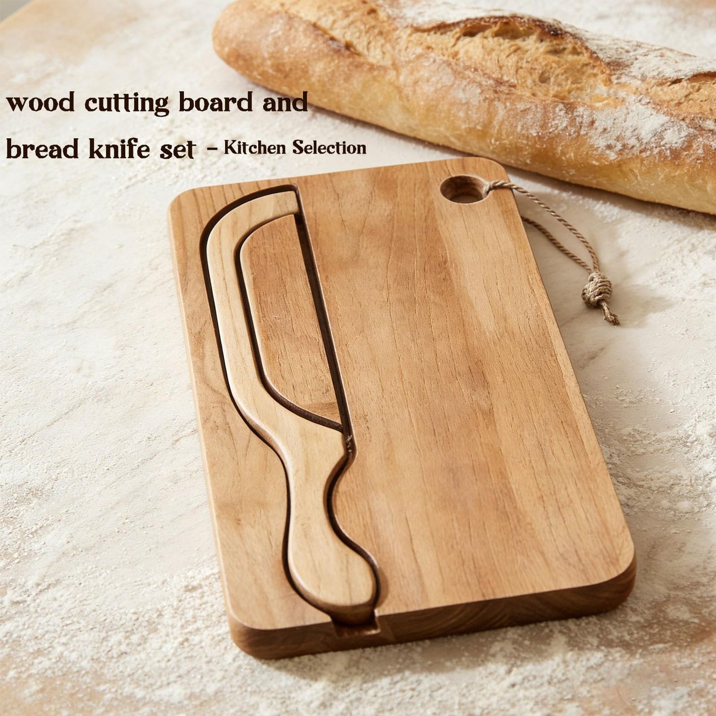 Sourdough Bow Knife And Board, Bread Board And Knife Set, Solid Wood, For Homemade Bread, Bagels, Toast, Kitchen & Home Baking Tool