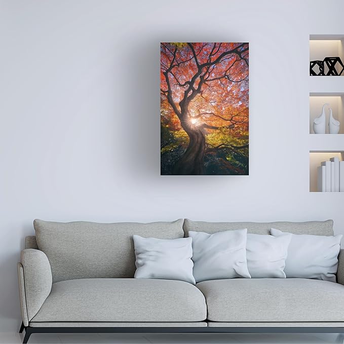 Trademark Fine Art Canvas Wall Art - Javier De La 'The Japanese Tree' Wall Art for Living Room, Bedroom, or Office Décor