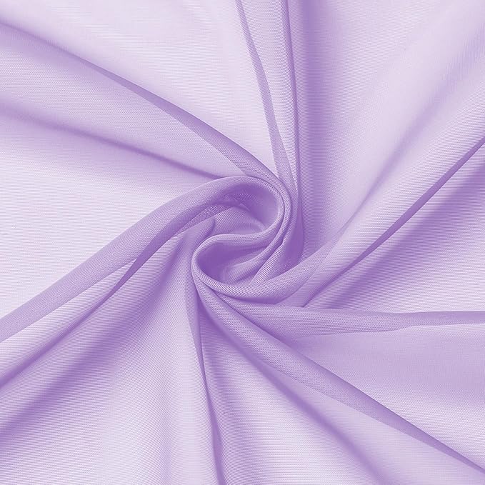 Aiyufeng Light Purple Sheer Curtain Panels Pair Sold 90 Inch Length, Light Filtering Window Curtain Drapes Treatment for Kitchen, Bedroom/Children Room, Voile Top Dual Rod Pocket, 2 Pack of 42 x 90"