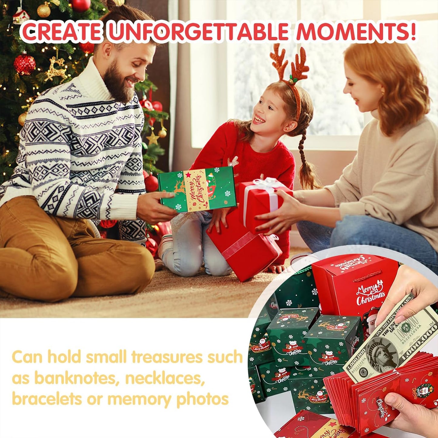 16pcs Surprise Gift Box Explosion for Money, 2025 Newly Folding Pop-Up Explosion Gift Box, Surprise Box Gift Box for Money, Christmas Boxes Explosion Gift Box for Money and Birthday(Red)