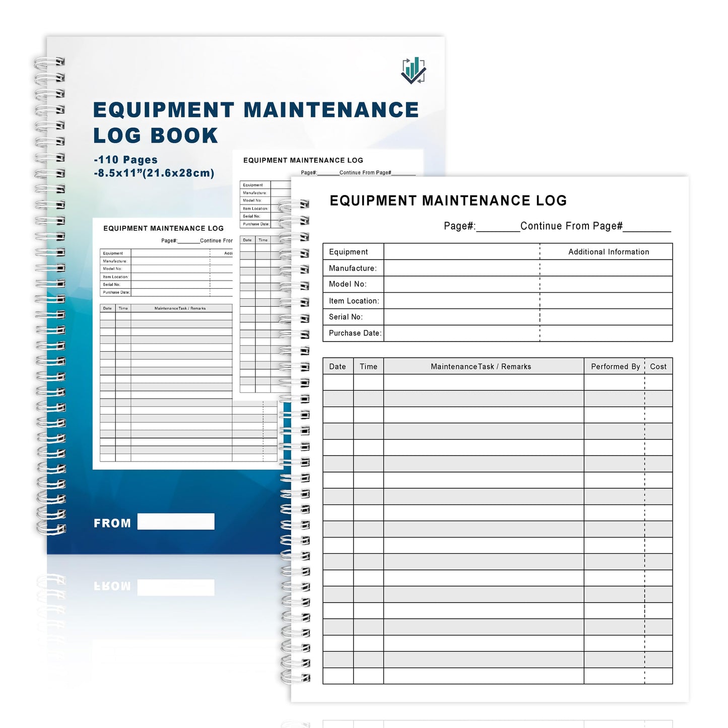 LKTHSEEK Equipment Maintenance Log Book 8.5 x 11 Inch 110 Pages Maintenance Record Notebook Tracking Repairs and Service Spiral Bound For Equipment Inspection and Maintenance