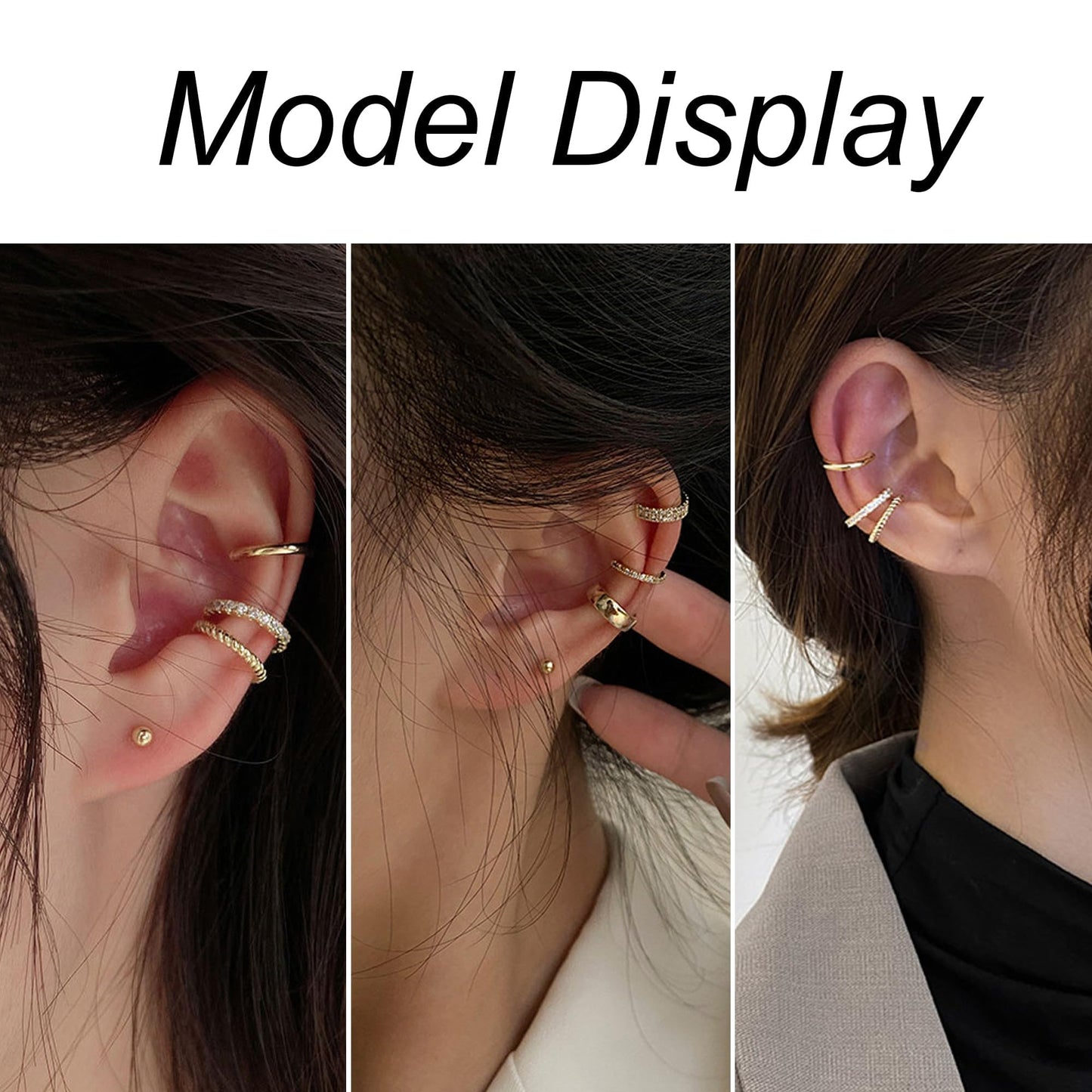 IRONBOX 9Pcs Ear Cuff Earrings for Women 14K Gold Ear Cuff Non Piercing Cartilage Clip Cuff Earrings Fake Earrings