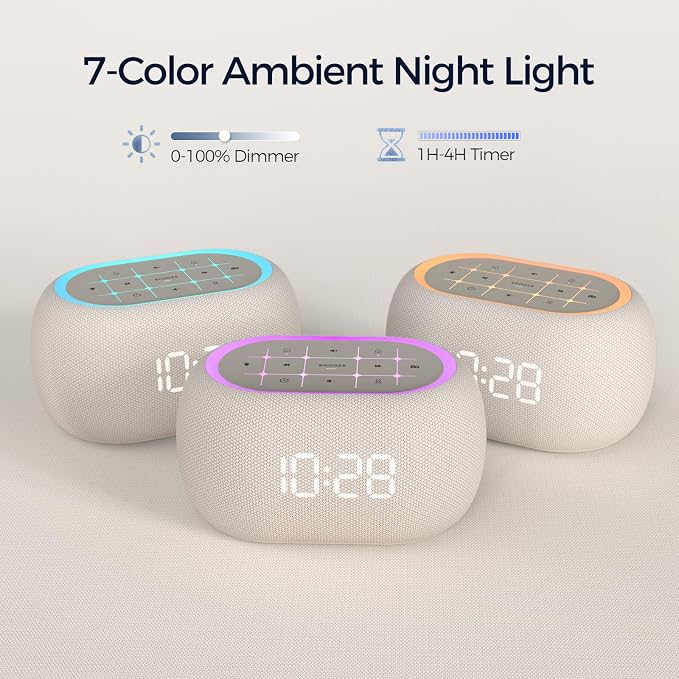 ANJANK Alarm Clock Radio with Dual Alarm for Bedroom, 7-Color Night Light,0-100% Dimmer, 8 Sounds + Gentle Light Wake UP,16-Level Volume,Bedside Digital FM Radio with Sleep Timer, Clock for Kids Teens