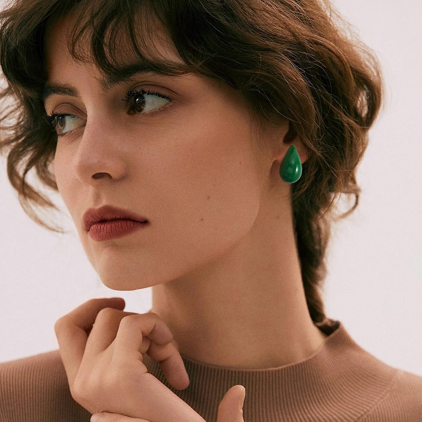 Gacimy Green Teardrop Earrings Dupes for Women, Chunky Drop Earrings for Women with 925 Sterling Silver Post, 0.7 Inches Green