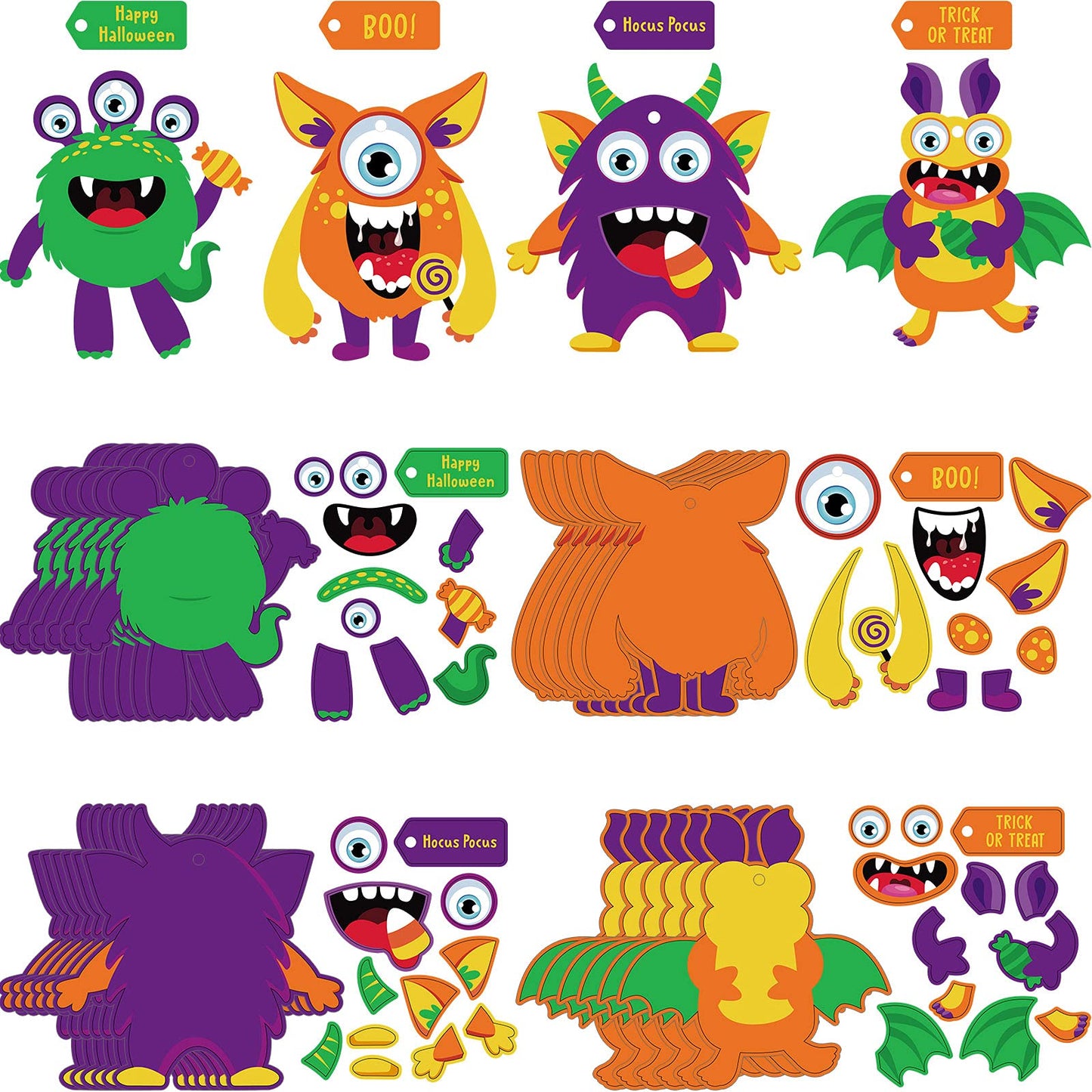 Sumind 36 Sets Halloween Craft Paper Ornaments Kits DIY Craft Halloween Paper Decorative Kit Art DIY Handcraft Supplies for Game Activities