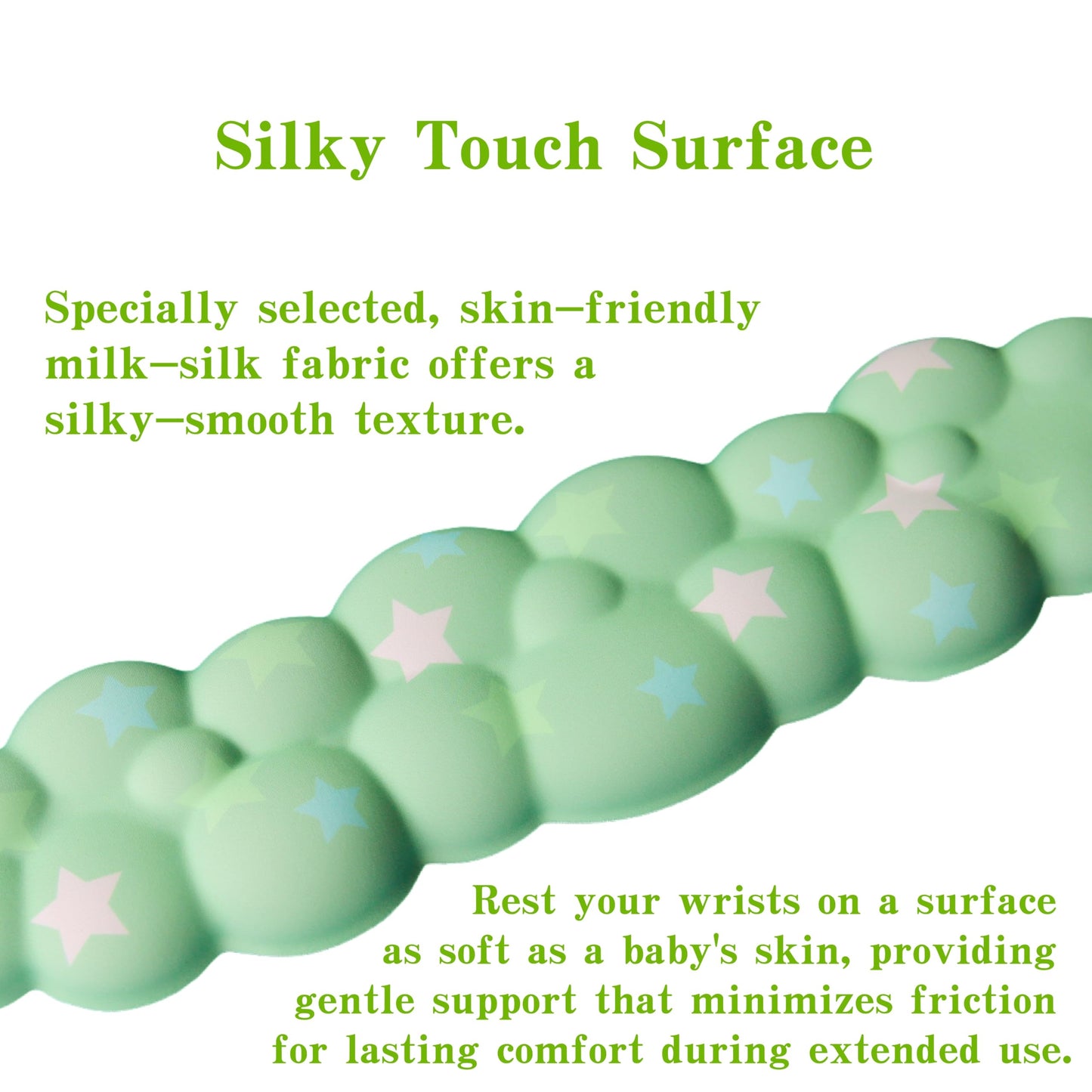 LJYZMD Cloud Wrist Rest Set for Keyboard and Mouse, Includes Cute Coaster, with Computers and Laptops (Green Colorful Star Set)