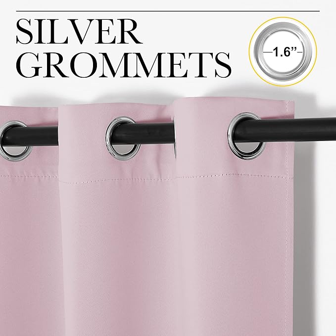 NICETOWN Baby Pink Blackout Curtains 96 inches Length for Living Room, 2 Panels, 55" Wide, Thermal Insulated Long Drapes for Large Window