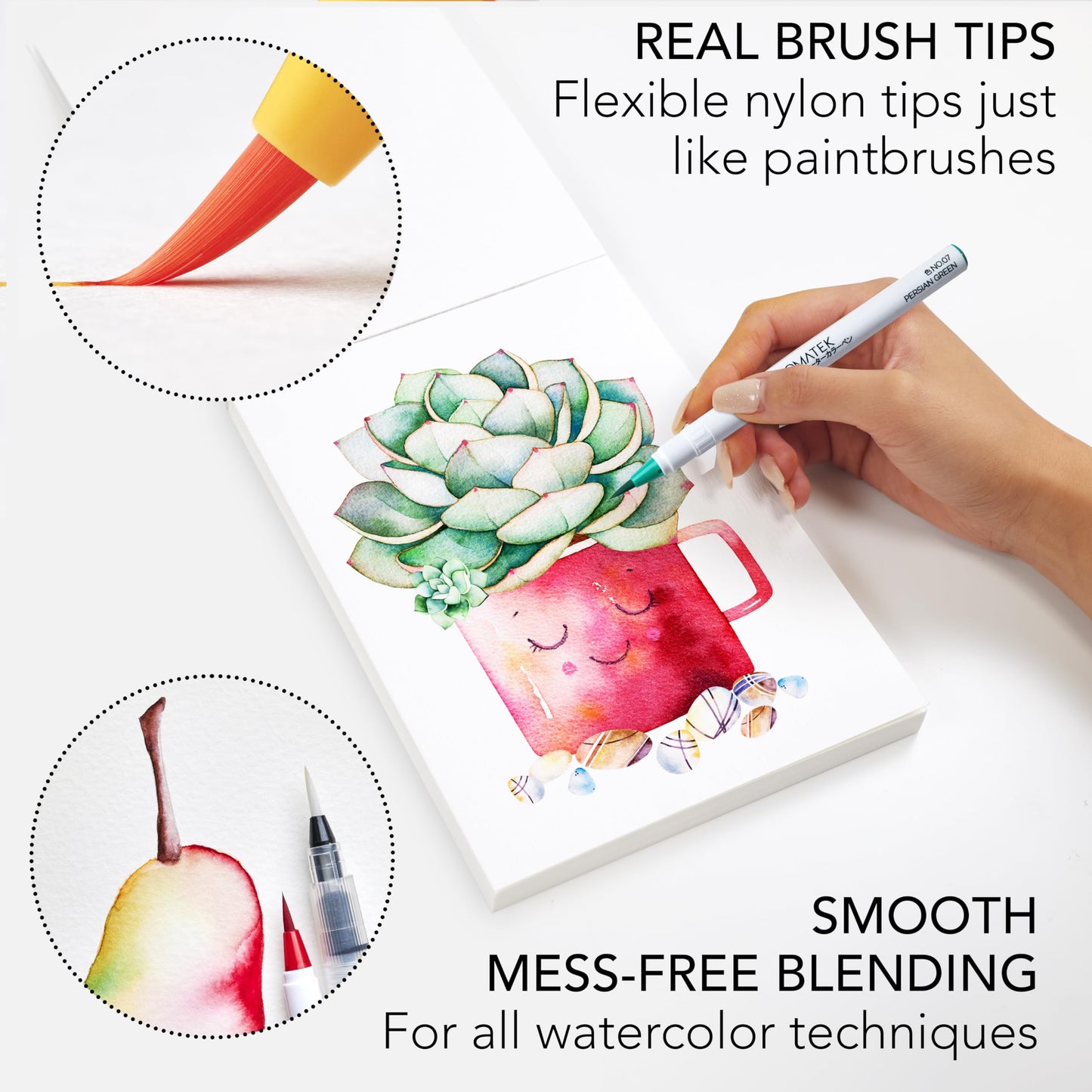 CHROMATEK 54 Watercolor Pens Set | Including 15 Page Pad & Online Video Tutorial Series | 4 Aquapens & 50 Unique Colors | Brush Pens | Easily Blendable, Vivid, Smooth | Professional Art Supplies
