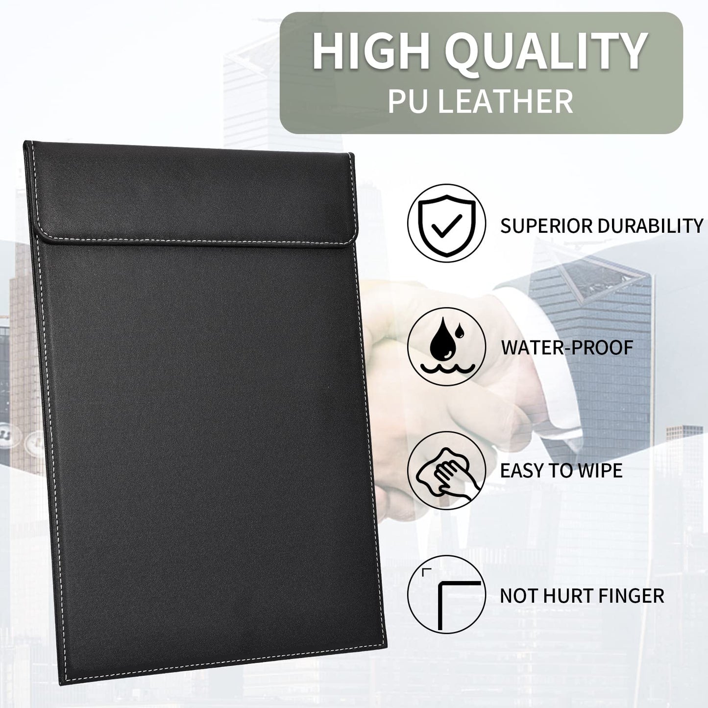 Leather Clipboard, Black Clipboards A4 Letter Size Clip Board for Nurses, GORESE Clip Board for Classroom, Smooth Writing Low Magnetic Profile Clip Boards for Kids Women Office Work 9" x 12.5"