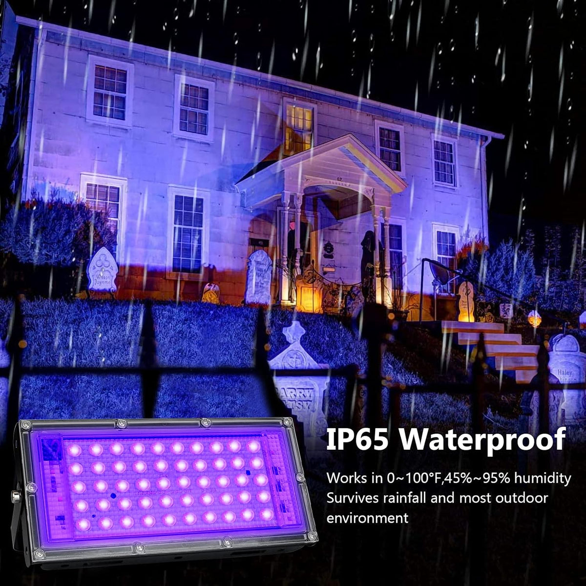 2 Pack 50W Black Lights, Blacklight Flood Light with Plug and Switch,for Glow Party, Halloween, Fluorescent Poster, Body Paint
