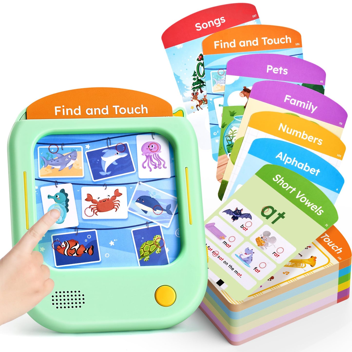 JoyCat Kids Learning Tablet, Phonics Talking Flash Cards, Learn to Read with 156 Pages, 40+ Themes, 600+ Words, 100+ Interactive Games, Screen-Free Toddler Learning Toys Gifts for 2-6 Year Old