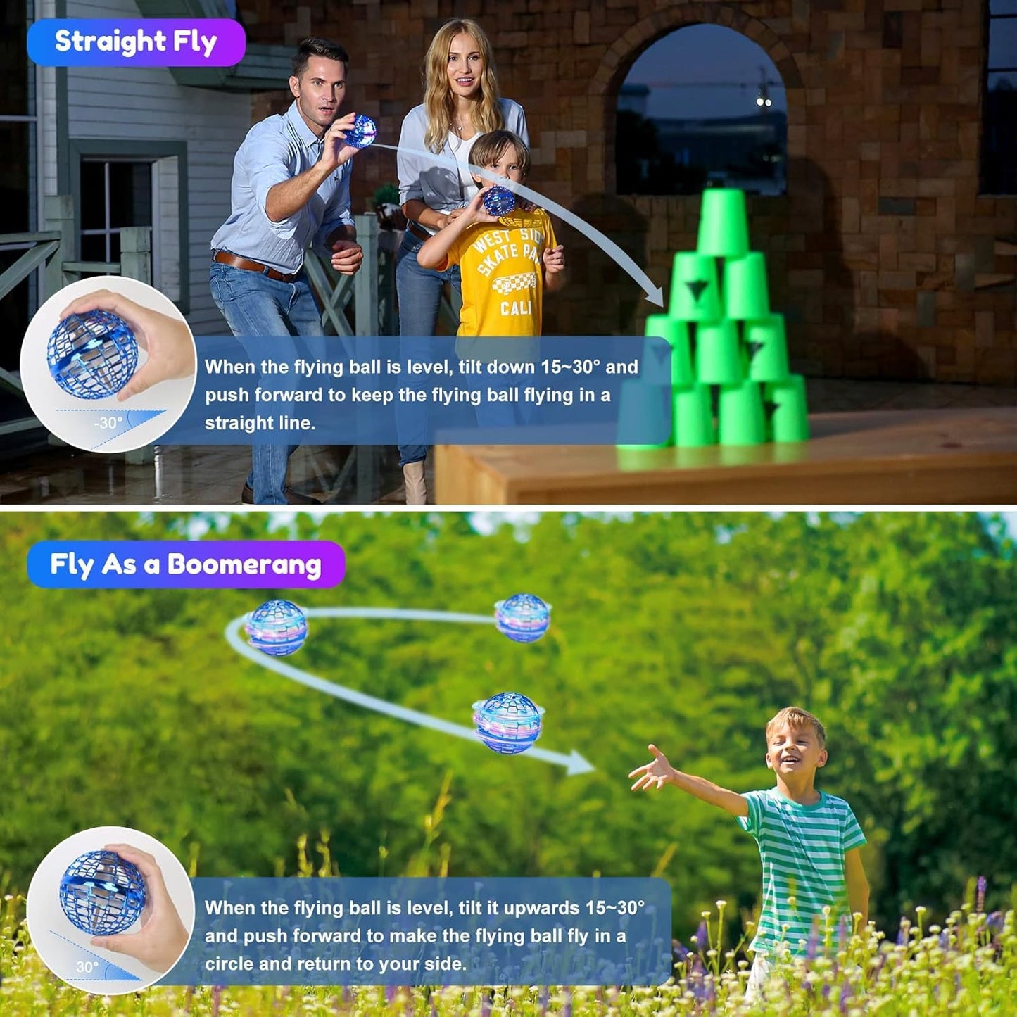 WHATOOK Flying Orb Toy: 2026 Upgraded Boomerang Ball, Hover Orb, Cosmic Globe Flying Spinner, Hand Controlled Mini Drone Ball, Cool Toys for 6-10+ Years Old Boys & Girls, Blue