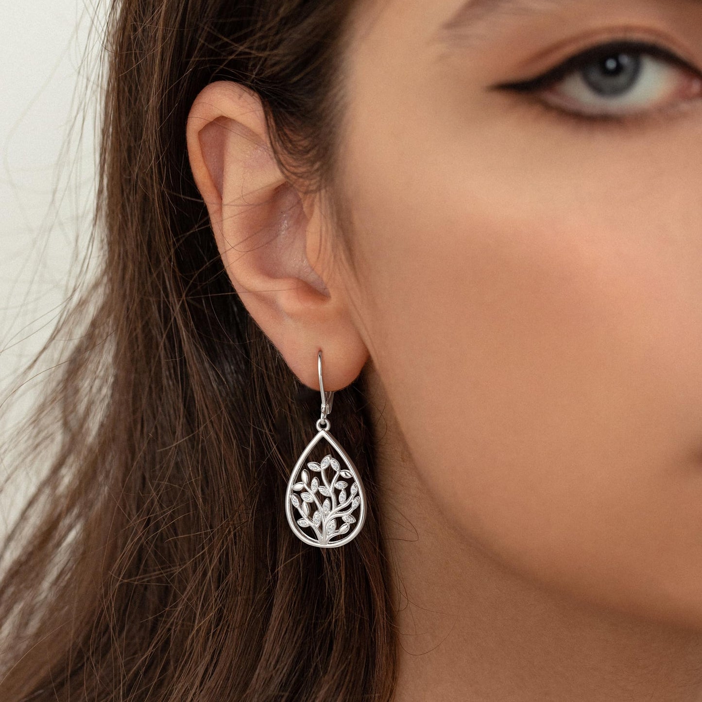 Sterling Silver dangle Earrings for Women Trendy Filigree Teardrop Earrings Lever back Hook Dangle Drop Earring for Gifts (Grass-S)