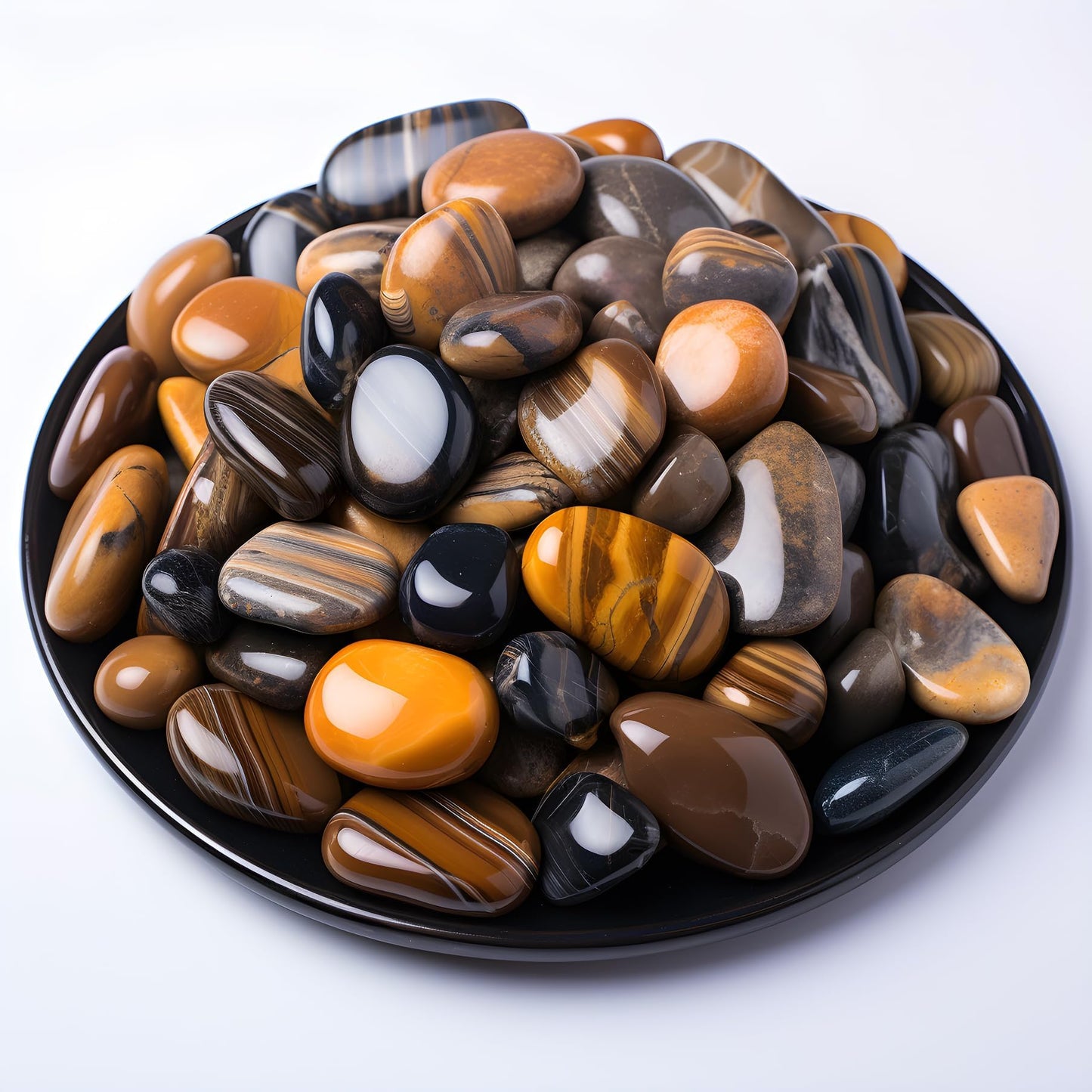 SigMntun Polished Tigers Eye Crystals - 72 Pcs, 0.5" 10 oz Handpicked Natural Tumbled Gemstones Rocks, Pebbles for Reiki, Chakra, Healing Home Decor