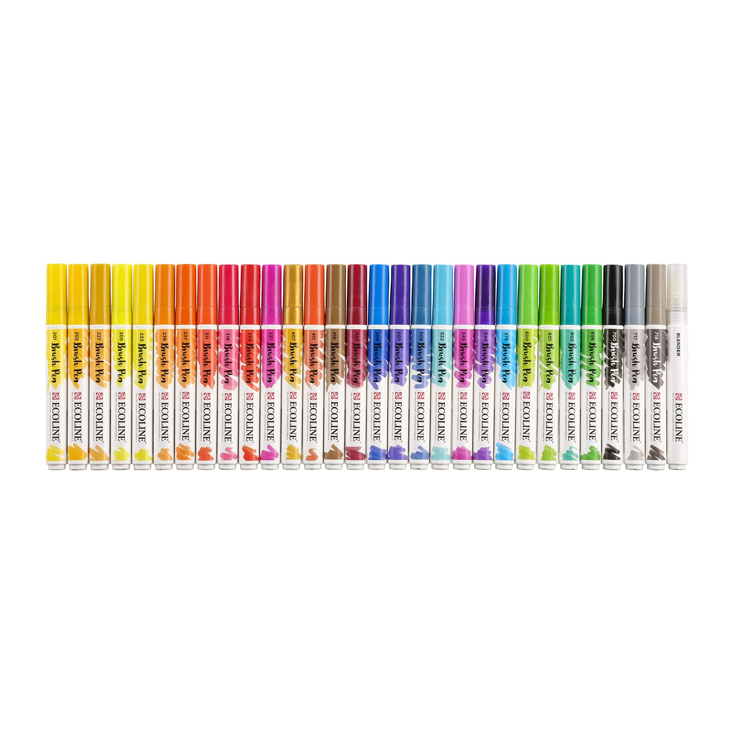 Ecoline Brush Pen Set of 30 Liquid Watercolour Pencils - Basic Tones | Mixable Brush Pens for Hand Lettering, Drawing and Crafts