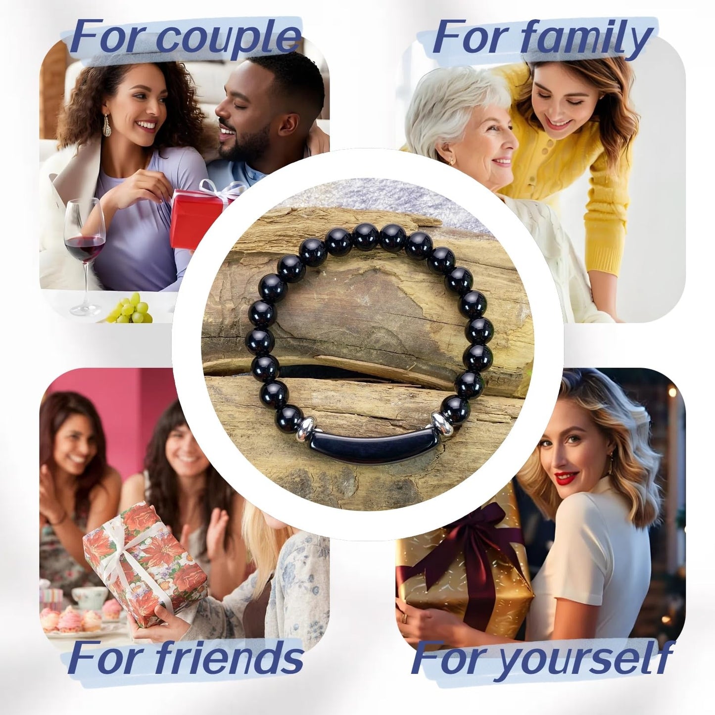 EDEN'S CALL 8mm Healing Crystal Beads Stretch Bracelet Handmade Good Luck Energy Chakra Stone Beaded Bangle, Black Obsidian