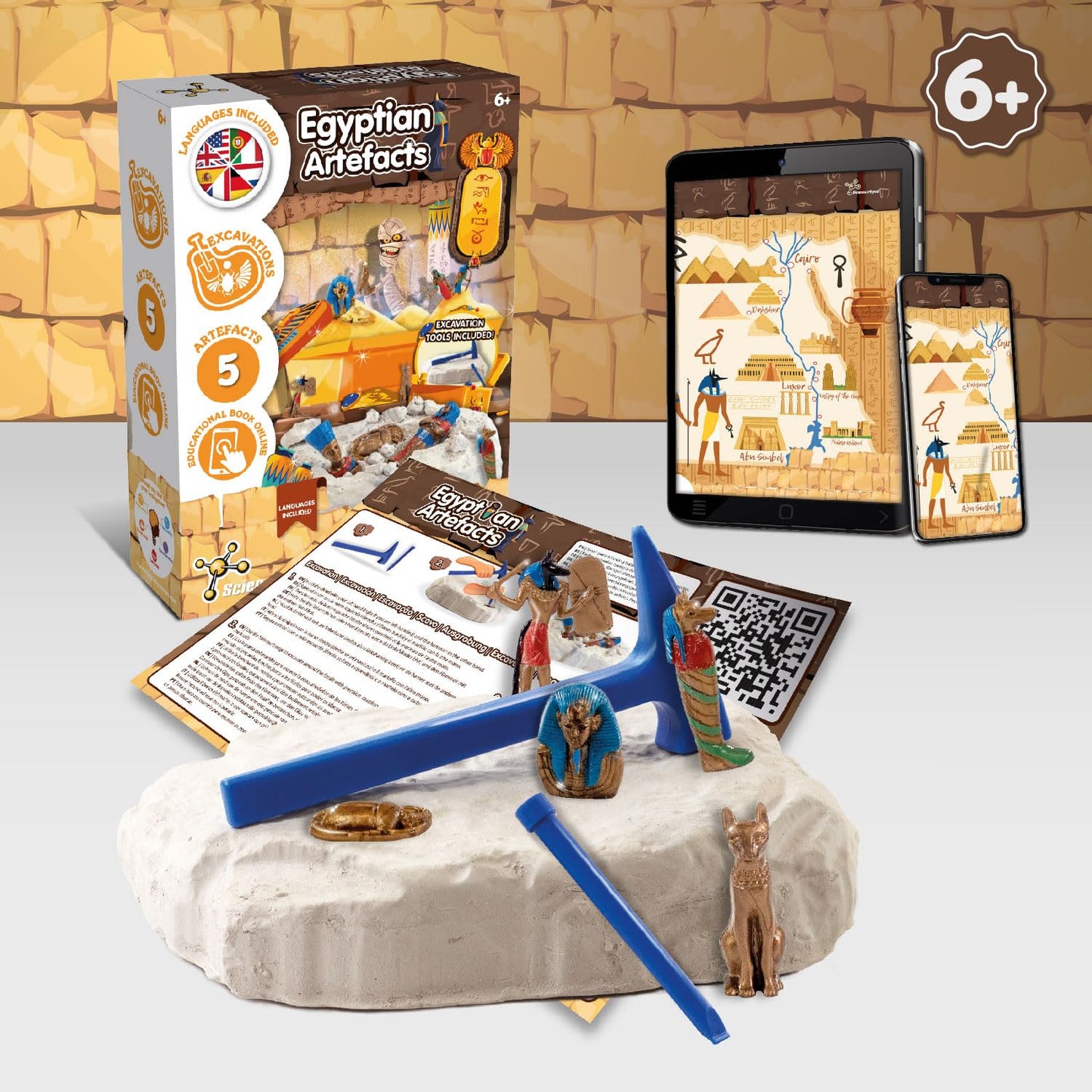 Science4you Egyptian Dig Kit for Kids – Learn About Ancient Egypt with This Dig Kit, Do a Historical Excavation & Discover All 5 Egyptian Statues, an Archeology Gift for Girls & Boys Age 8 9 10 11+