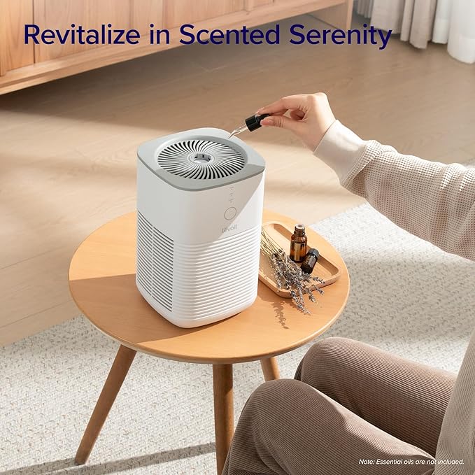 LEVOIT Air Purifier for Home Bedroom, AHAM VERIFIDE, Fresheners Filter Small Room Cleaner with Fragrance Sponge for Smoke, Allergies, Pet Dander, Odor, Dust Remover, Office, Desktop, 1 Pack, White