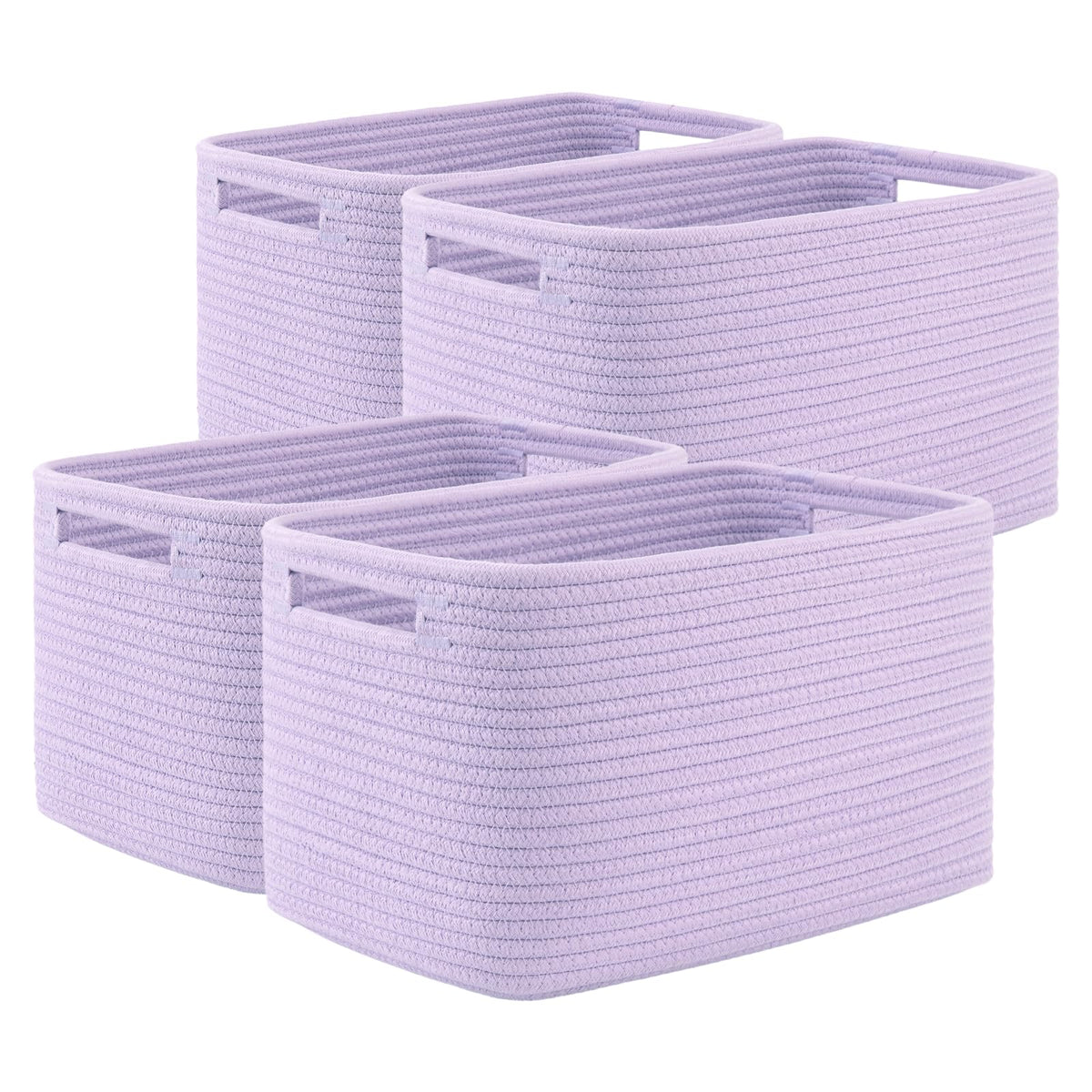 4 Pack Storage Baskets for Organizing 15L Cube Storage Bins Purple (4 Count)