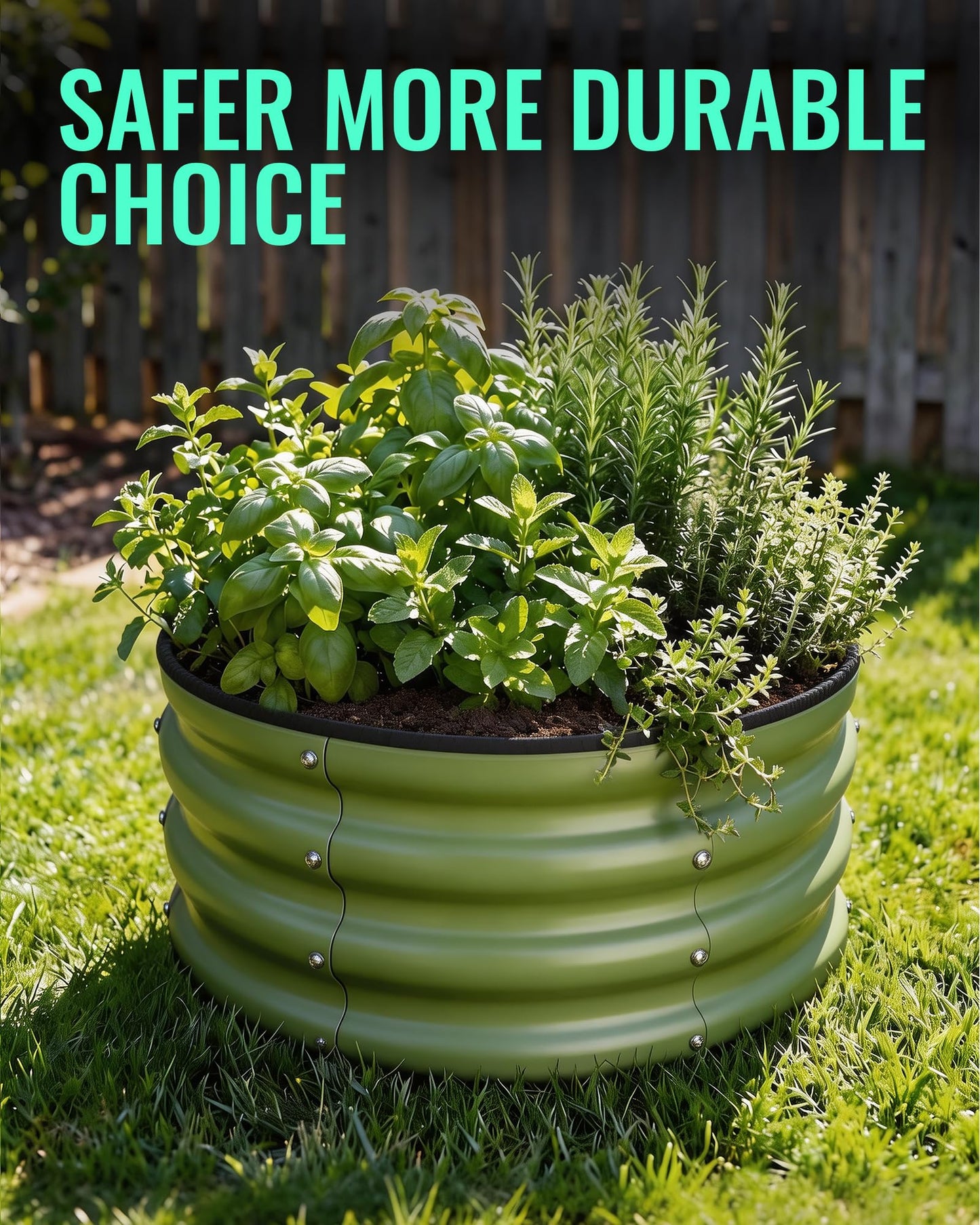 ZXZYHFTY Raised Garden Bed, 0.6 mm Galvanized Steel Round Planter Box with Open Bottom, Green, 2 x 2 x 1 FT, 1 Pack