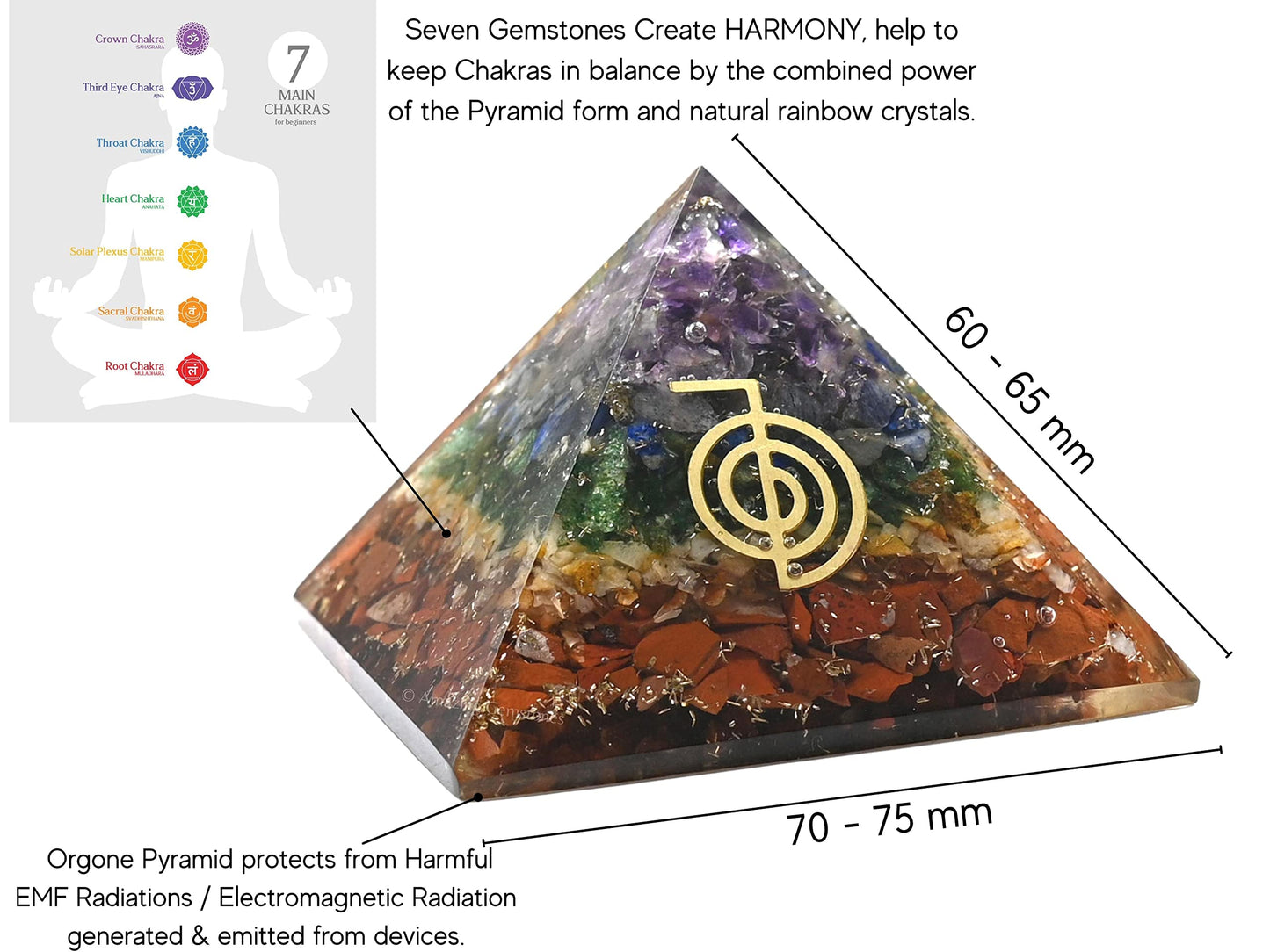 Amazing Gemstone Large Orgone Pyramid | Natural Chakra Pyramid Crystal | Reiki Orgonite Pyramid | Organ Pyramids Positive Energy Healing