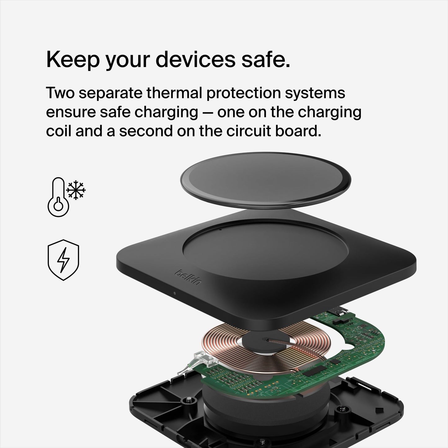 Belkin 15W Wireless Charger Qi-Certified, Non-Magnetic Easy Align Fast Wireless Charging Pad, Compact Charger for Apple iPhone, Samsung Galaxy, AirPods Pro, and Other Qi-Enabled Devices