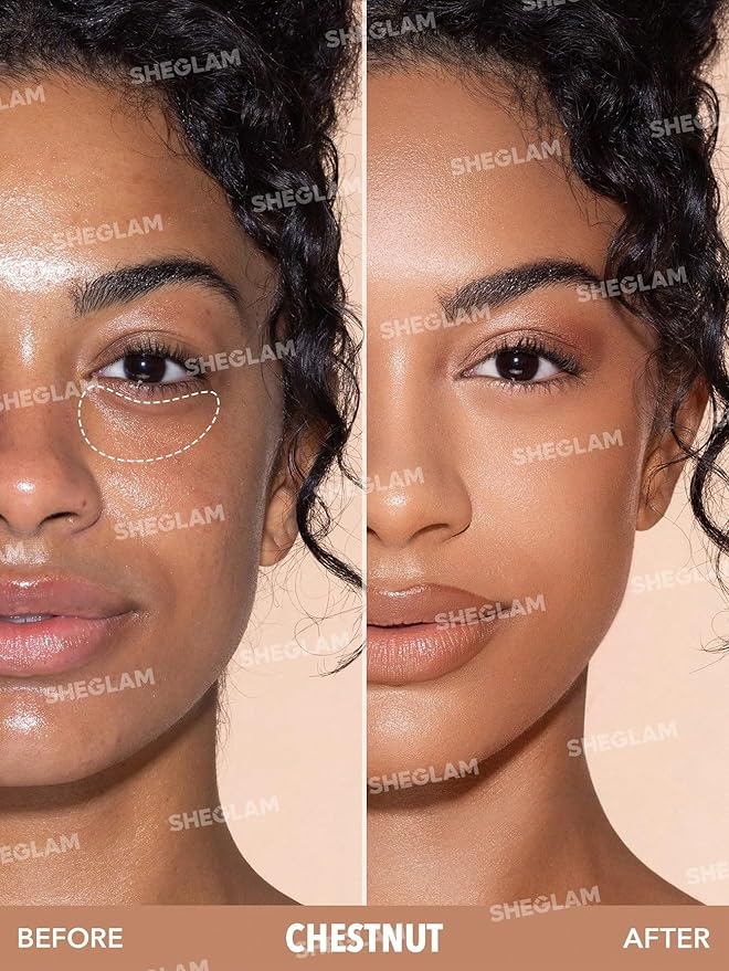 SHEGLAM Complexion Boost Concealer Sponge-Head Applicator Matte Liquid Concealer Long Lasting Brightening Color Corrector Weightless All-Day Long Lasting Hydrating Concealer-Chestnut
