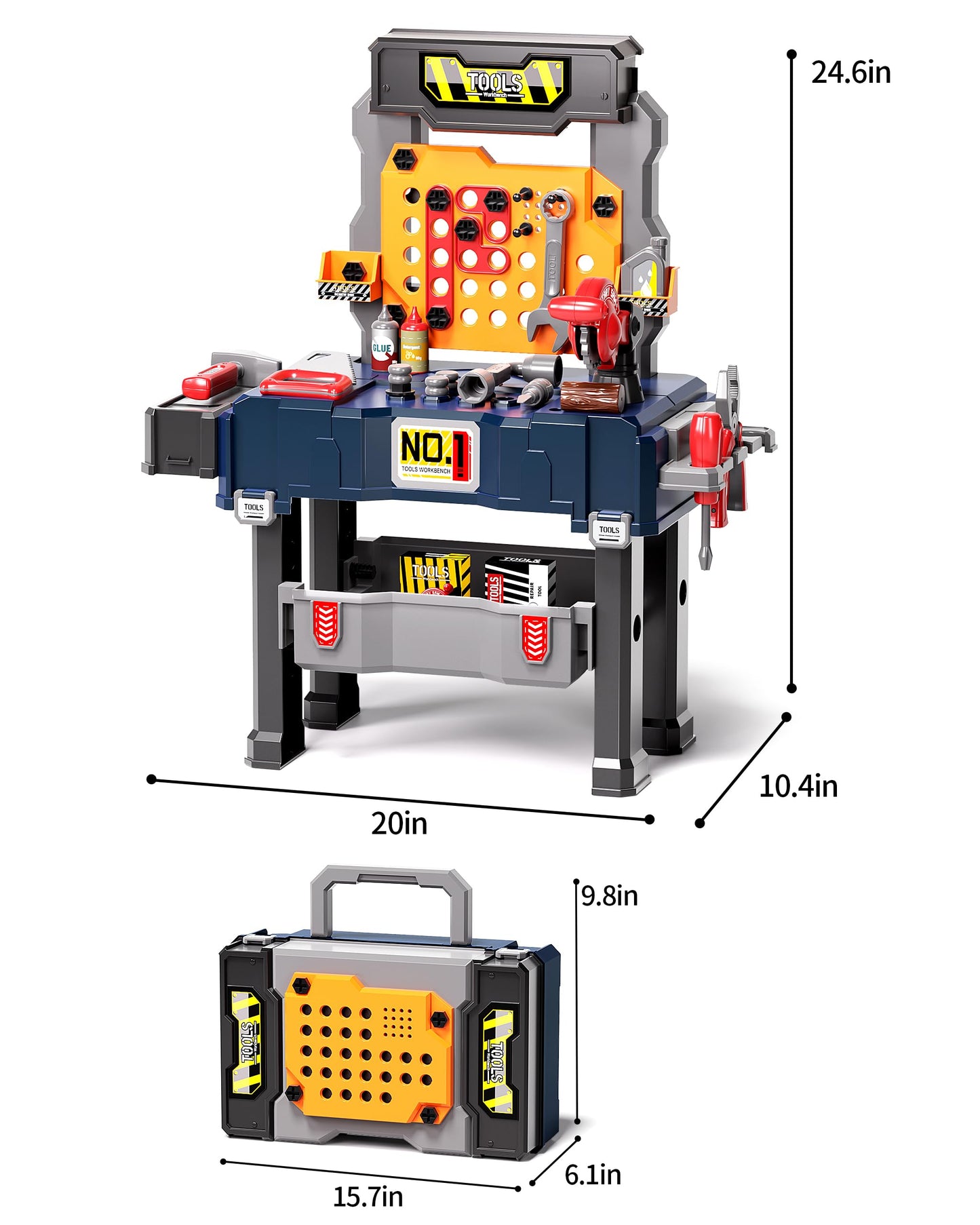 Deejoy Kids Tool Bench with Realistic and Electric Drill, Construction Workbench Toys for Toddlers 3-5, Toddler Bench Set for Boys & Girls Age 3-4