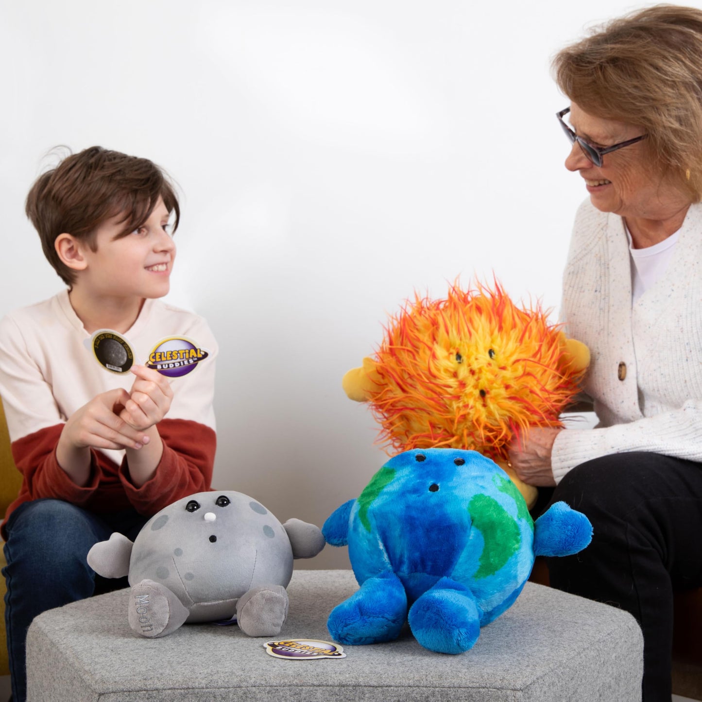 Celestial Buddies Earth Moon Sun Plush Bundle – Soft Educational Solar System Toys for Toddlers Preschool Kids – Space Science STEM Learning, Educational Gift, Astronomy Classroom & Homeschool 0+