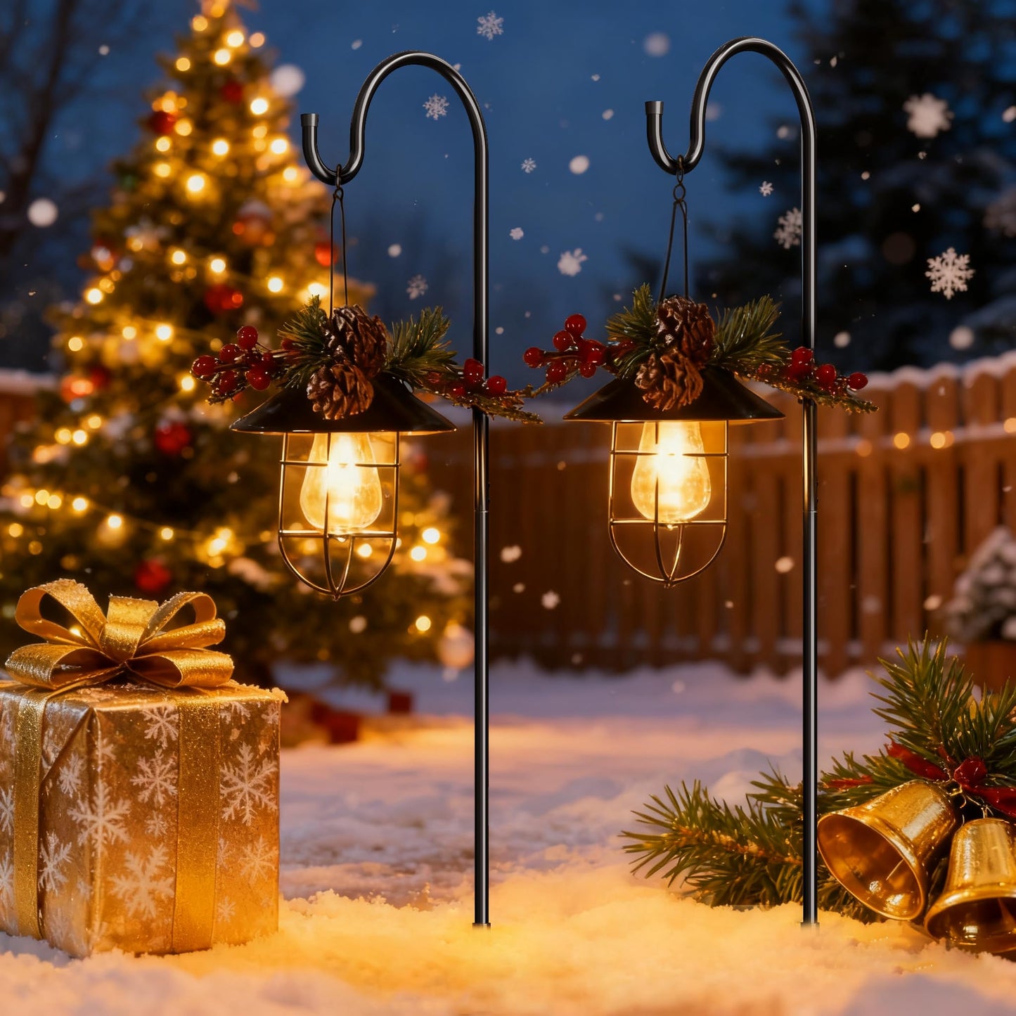 GOFORWILD Shepherd Hook 2 Pack Black, 33 inches Tall, Made of Premium Metal for Garden Decor, Plant Hanger, Lantern Hook, Solar Light Hanging, 7011
