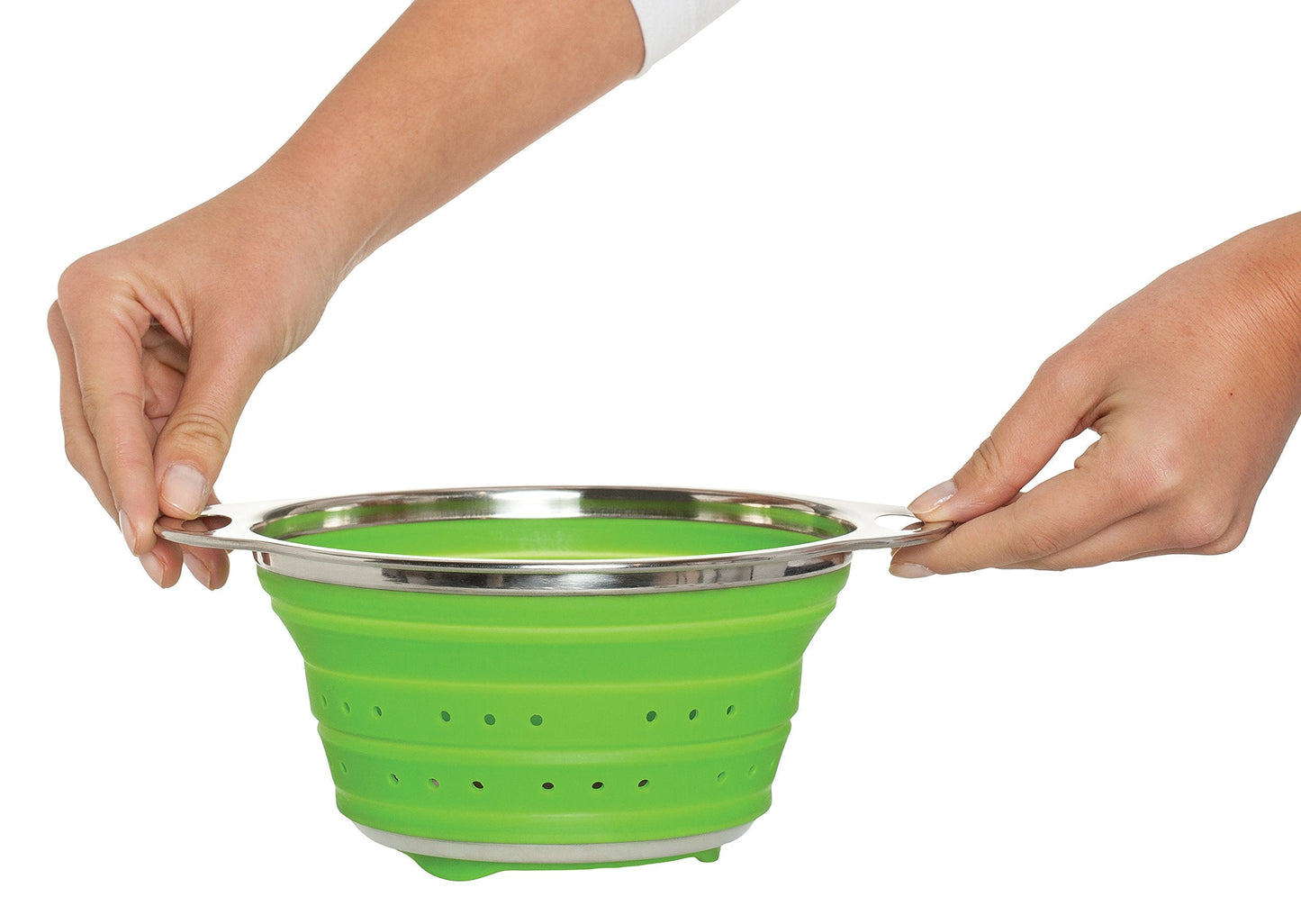 HIC Kitchen Collapsible Colander, Silicone and 18/8 Stainless Steel, 1.5-Quart